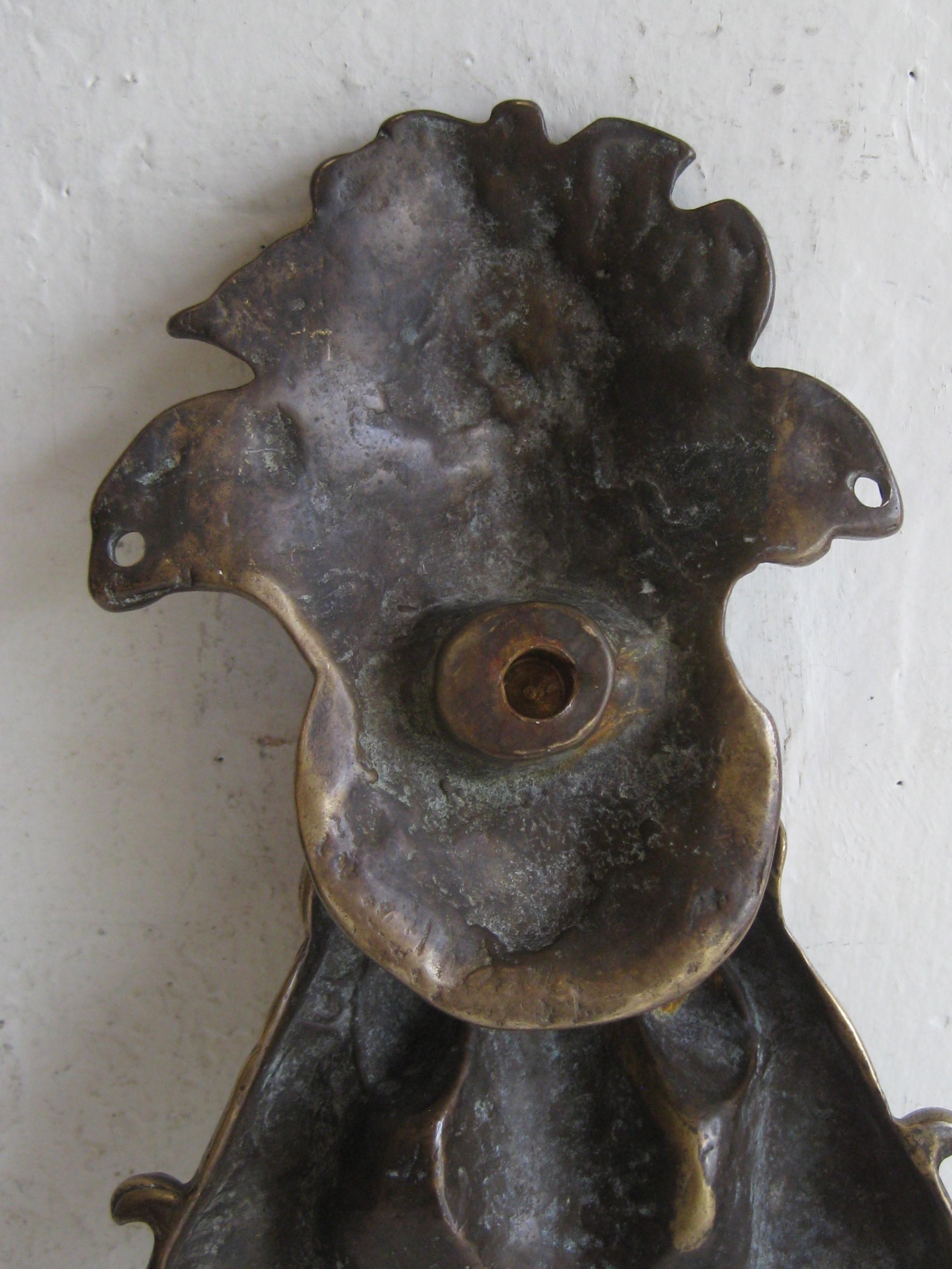 Antique Italian/French Gothic Grotesque Gargoyle & Cherubs Brass Door Knocker For Sale 4