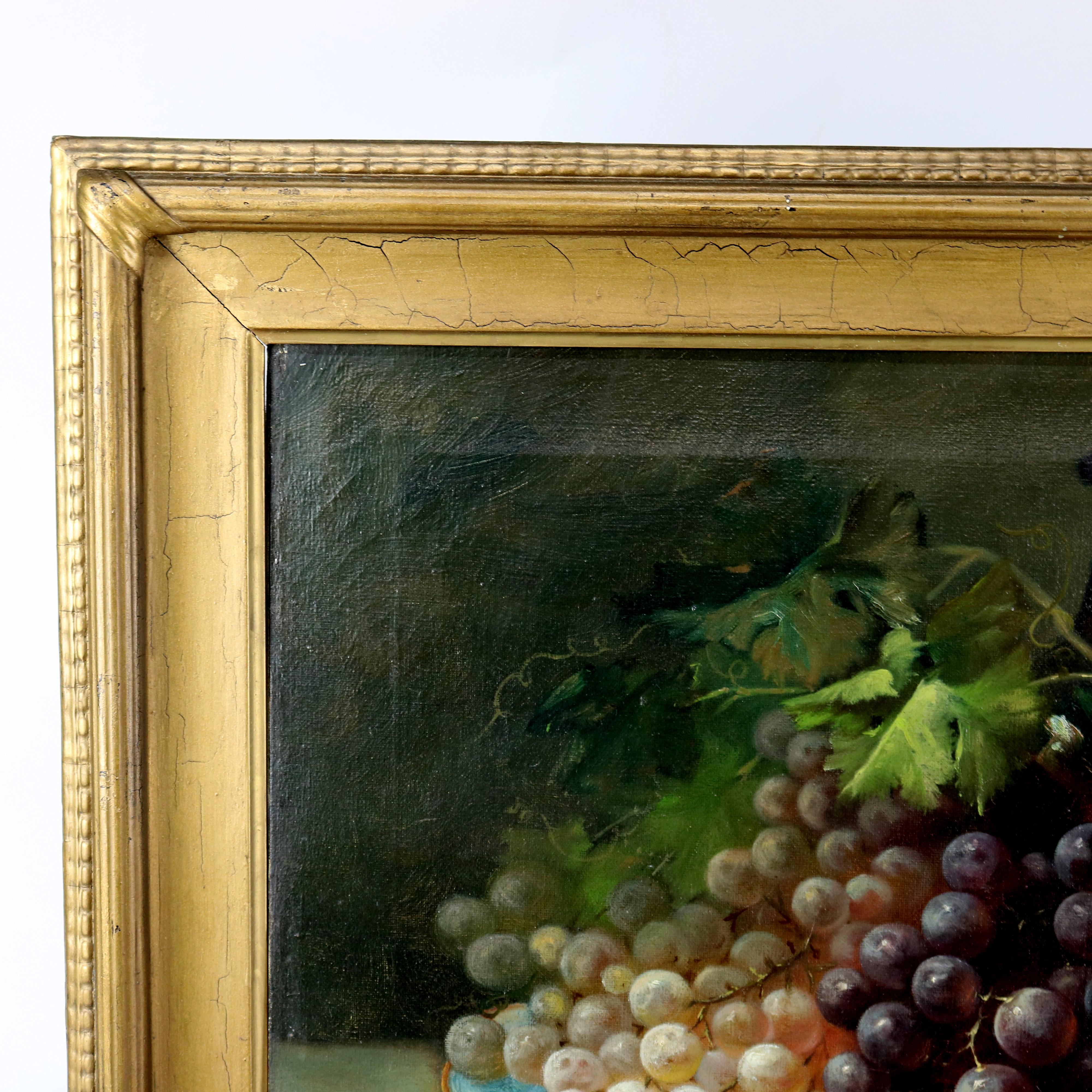 Antique Italian Fruit Still Life Oil on Canvas Painting, circa 1890 In Good Condition In Big Flats, NY