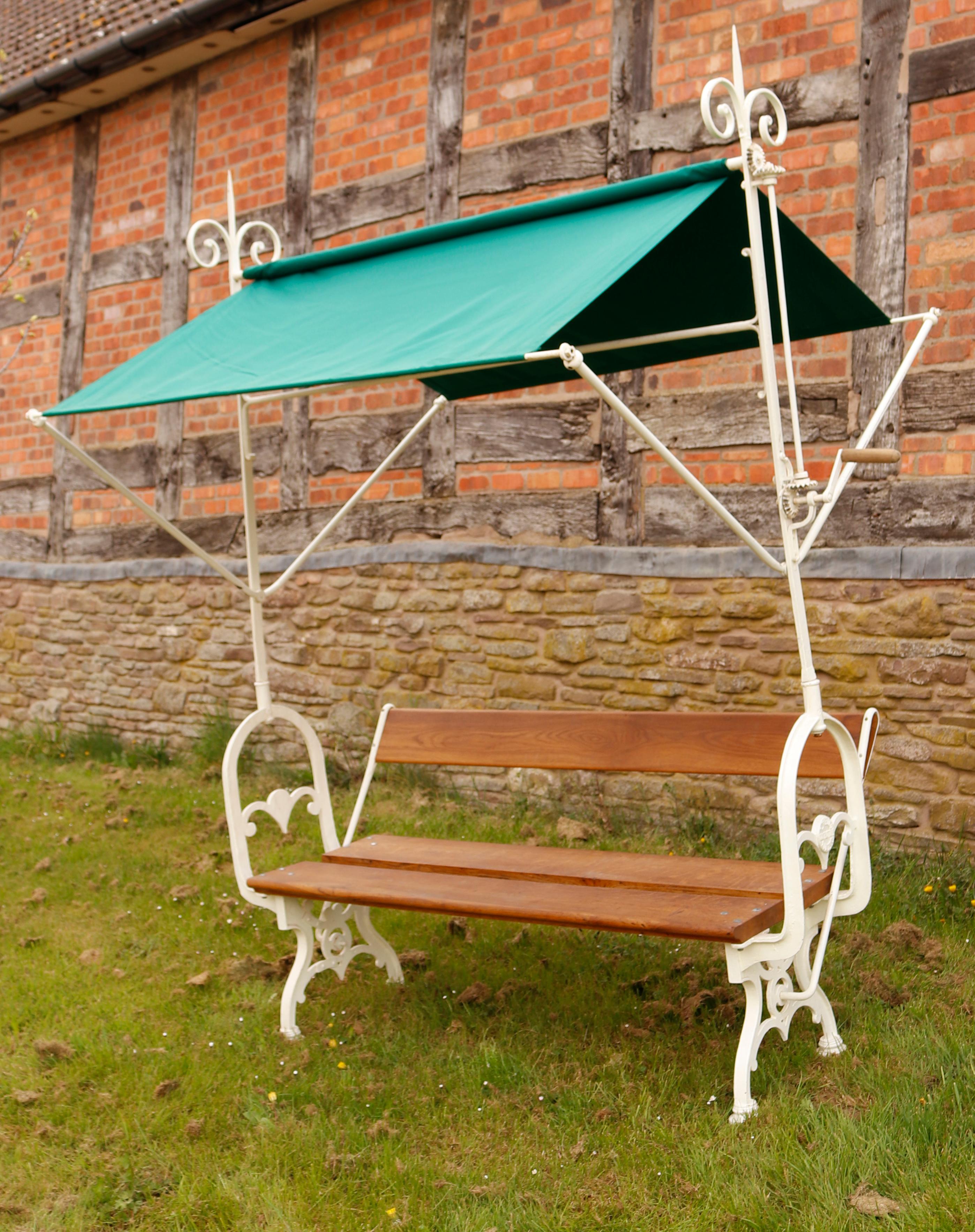 garden bench with canopy