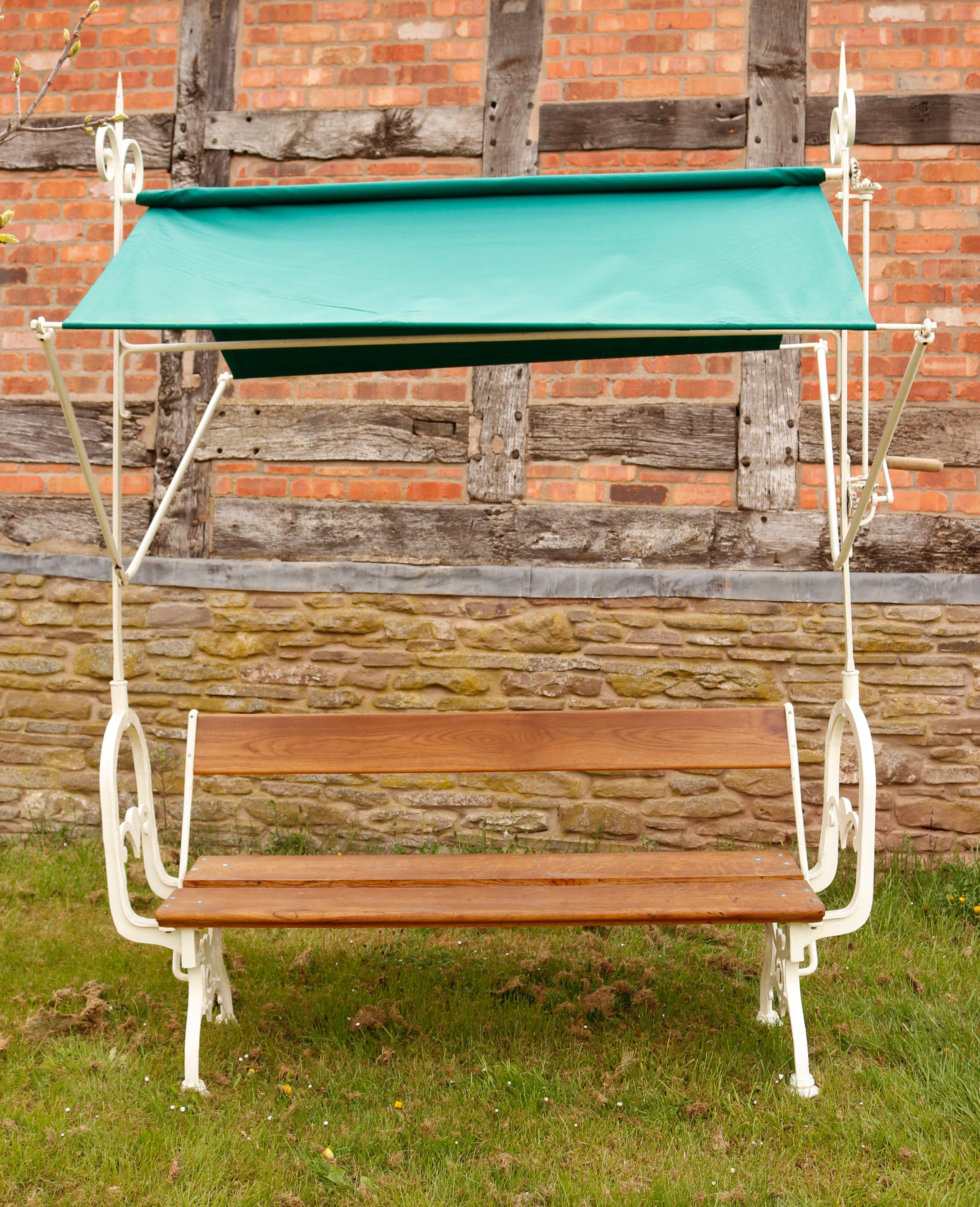 outdoor bench with canopy