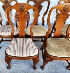 Antique Italian Georgian Dining Chairs Shell Walnut Set of 5