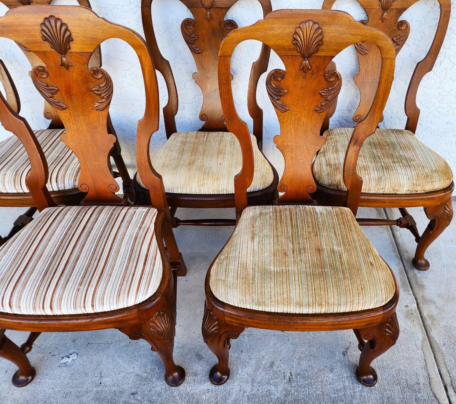 Antique Italian Georgian Dining Chairs Shell Walnut Set of 5 In Good Condition For Sale In Lake Worth, FL