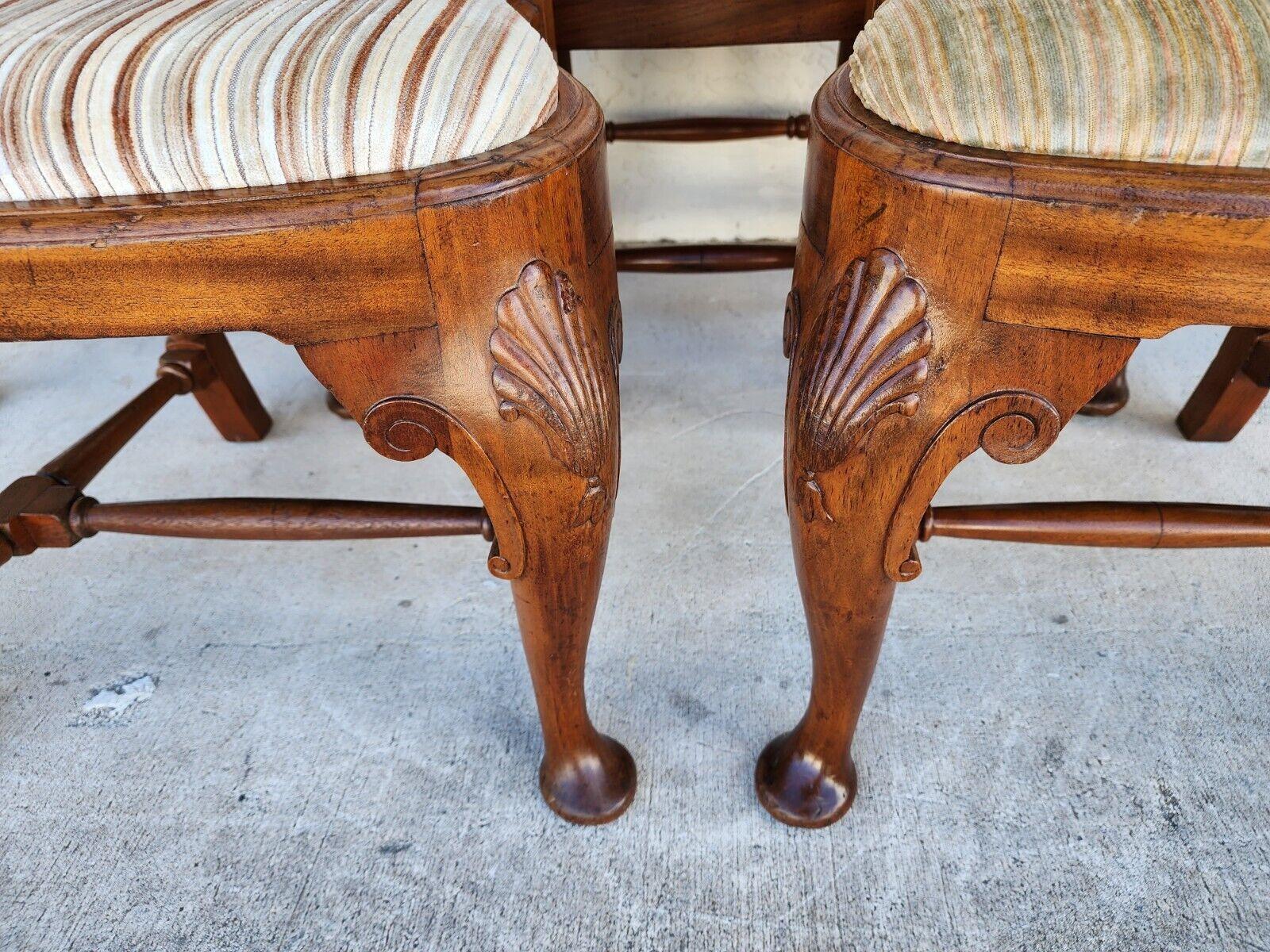 Antique Italian Georgian Dining Chairs Shell Walnut Set of 5 For Sale 1