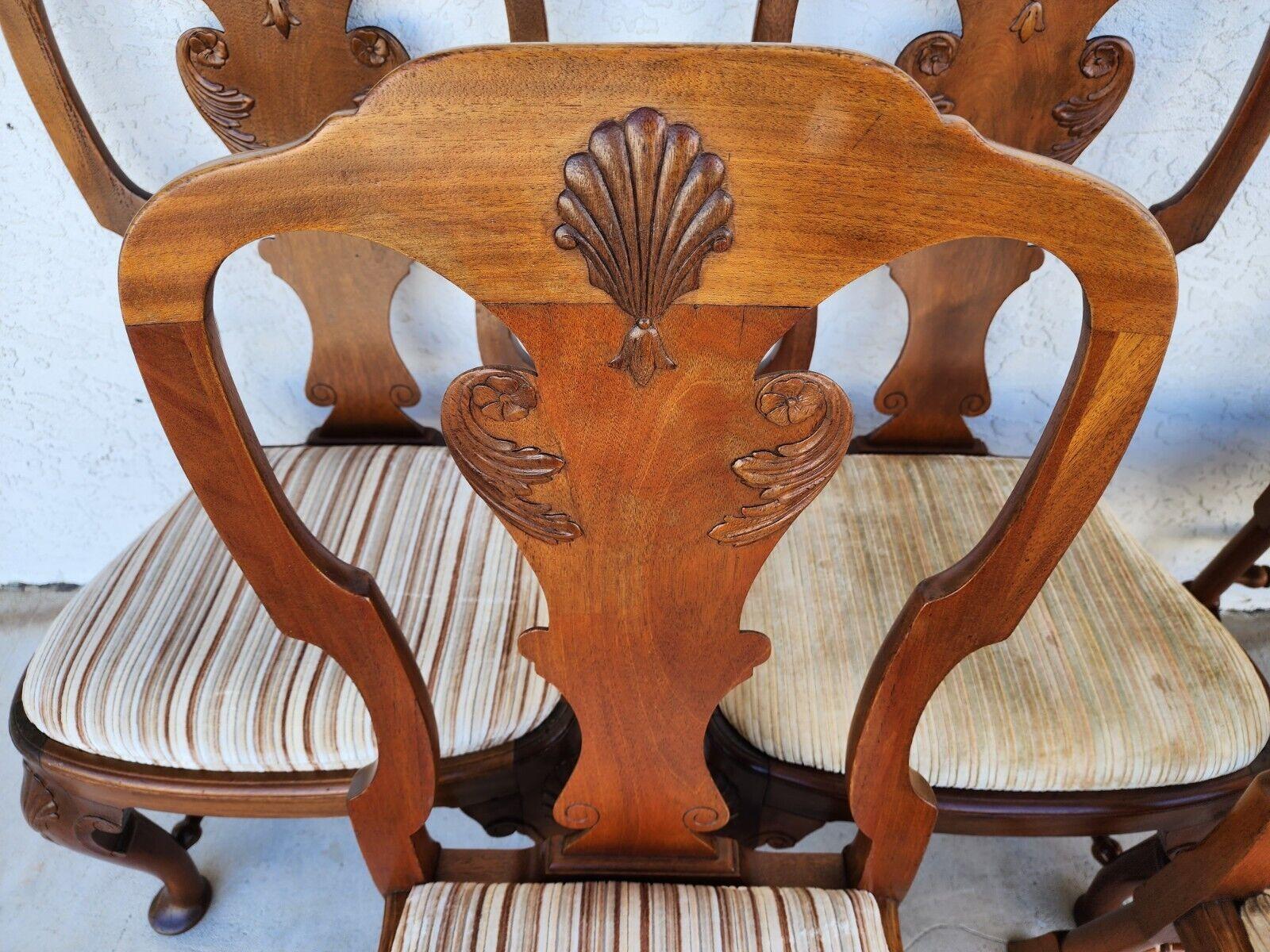 Antique Italian Georgian Dining Chairs Shell Walnut Set of 5 For Sale 2