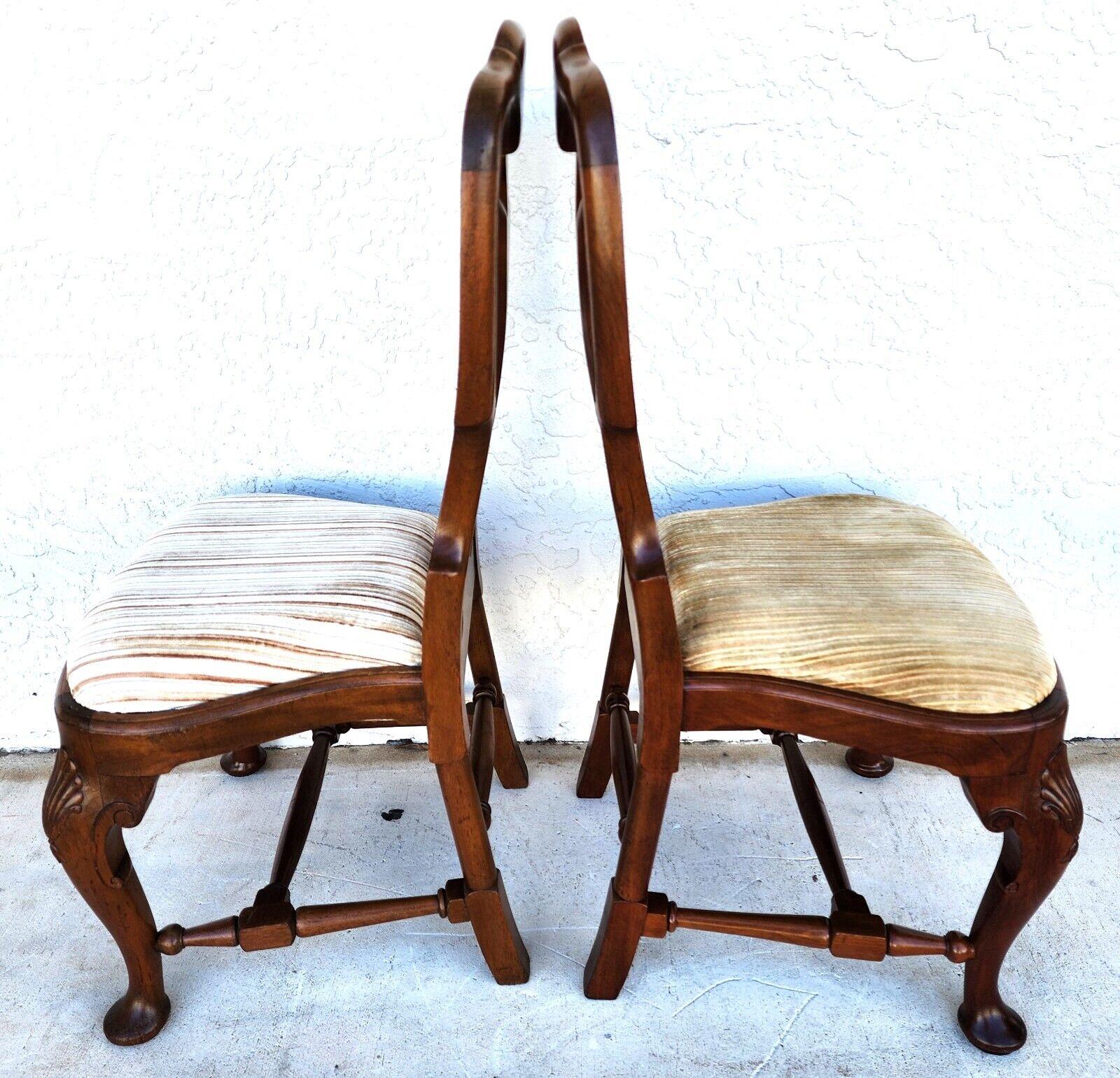 Antique Italian Georgian Dining Chairs Shell Walnut Set of 5 For Sale 4