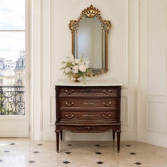 Antique Italian Gilded and Painted Rococo Style Mirror