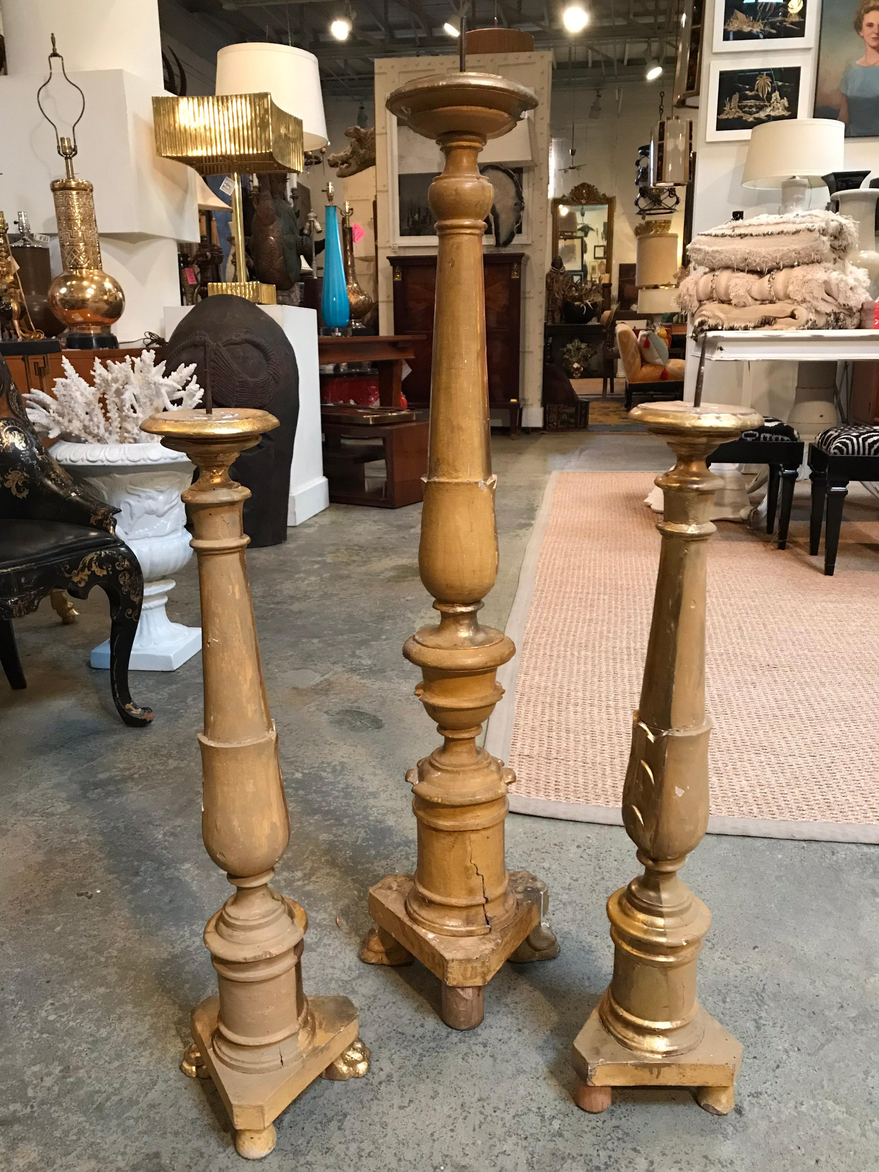 Antique Italian Gilded Candlesticks For Sale 1