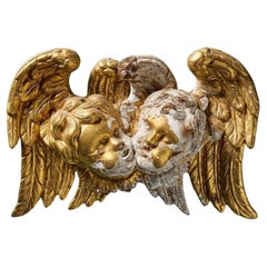 Antique Italian Gilded Putti Pair Wall Hanging