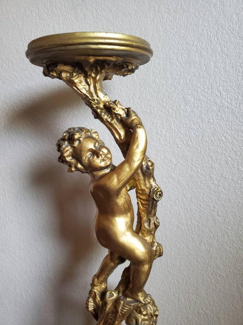 Gilt Antique Italian Gilded Putti Pedestal Table Stand For Sale