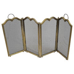 Antique Italian Gilt Brass Fireplace Screen or Fire Screen