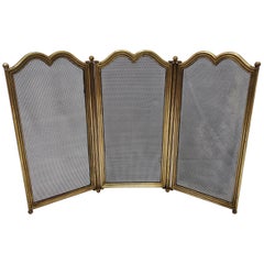 Vintage Italian Gilt Brass Fireplace Screen or Fire Screen