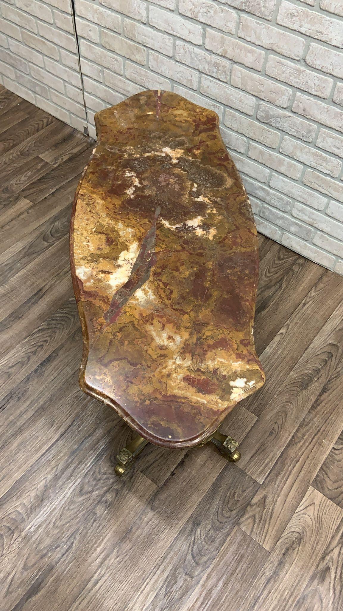 Antique Italian Gilt-Bronze Base Onyx Top Coffee/Cocktail Table For Sale 6