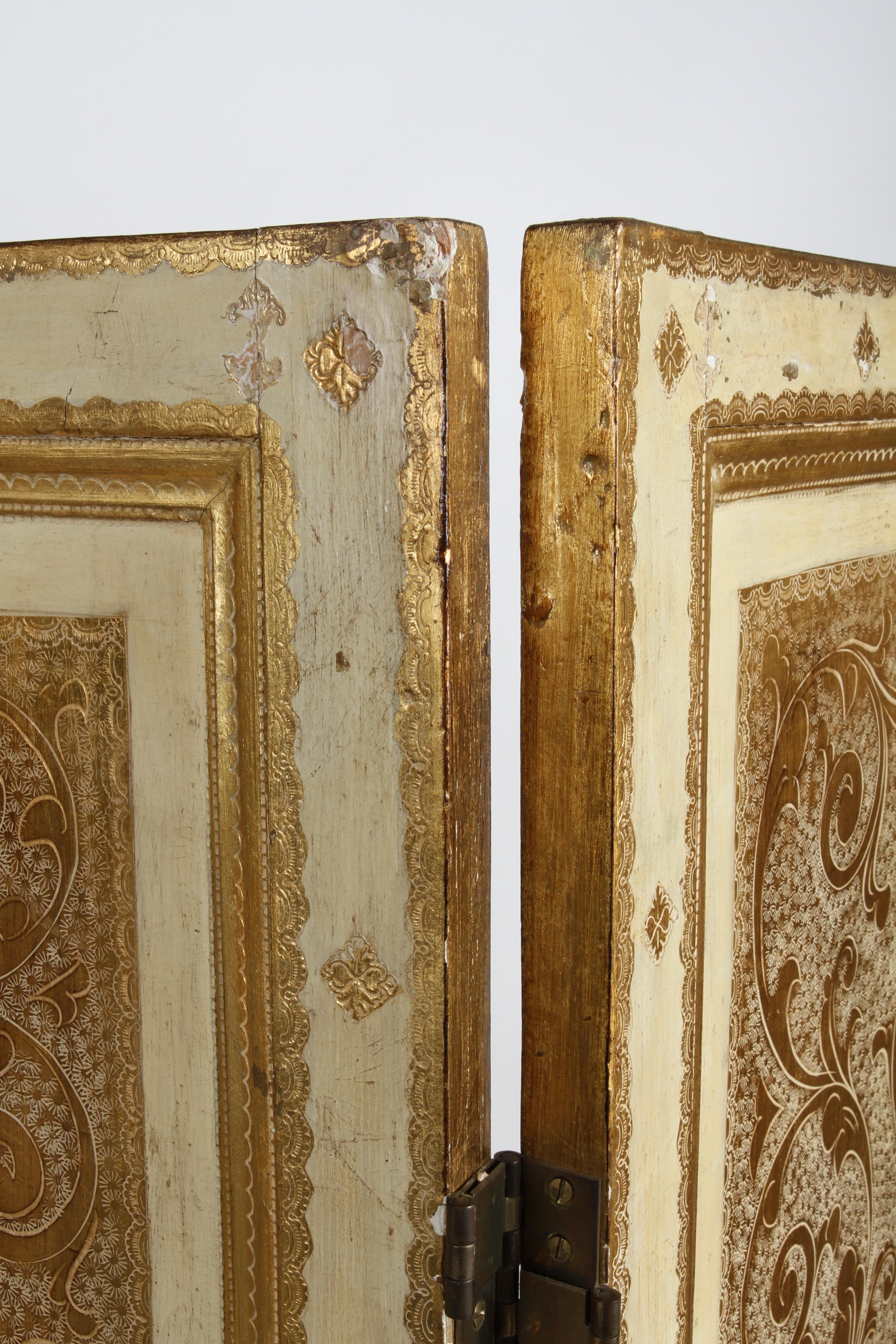 Antique Italian Gilt Florentine Four Panel Folding Screen or Room Divider 6