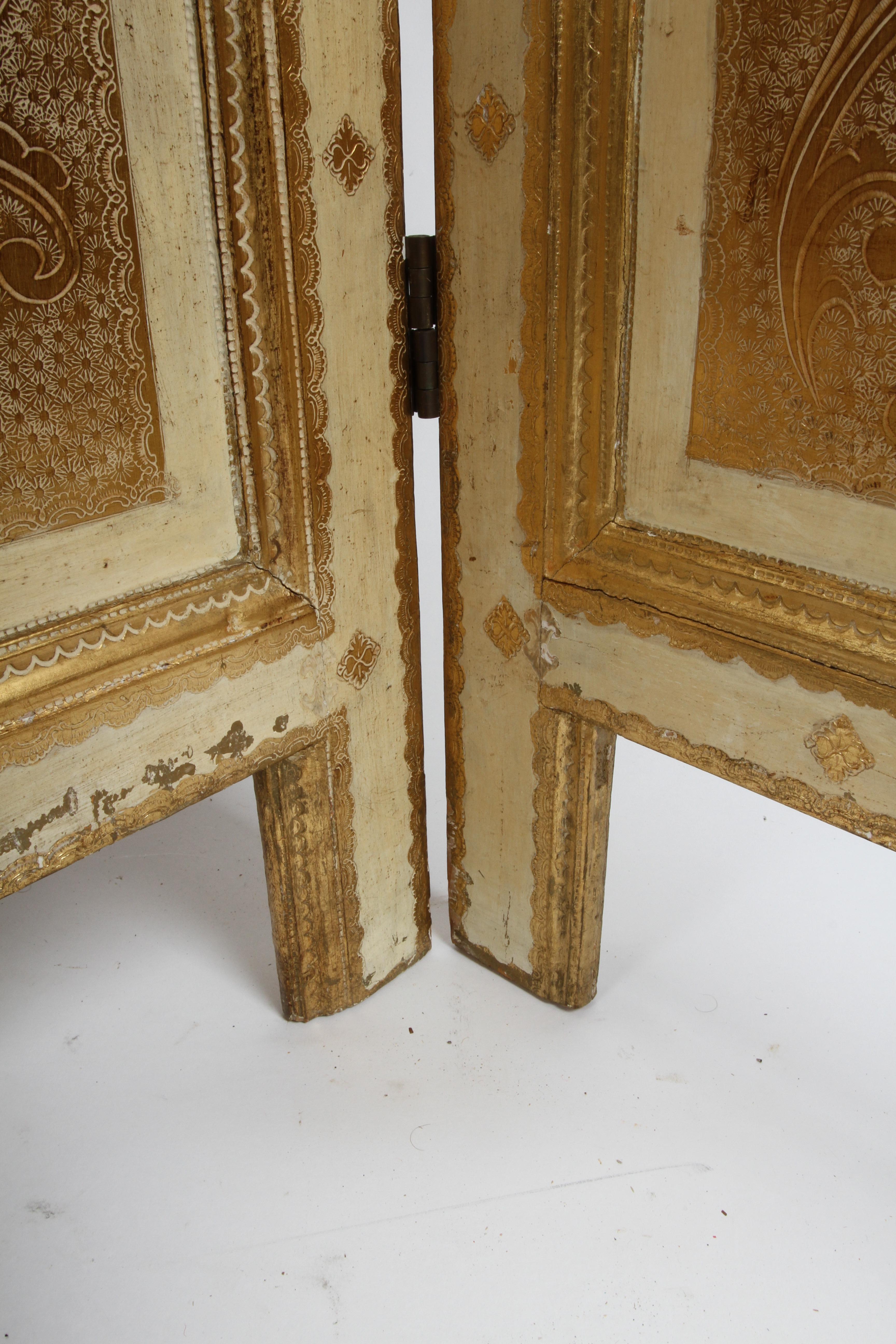 Antique Italian Gilt Florentine Four Panel Folding Screen or Room Divider 8