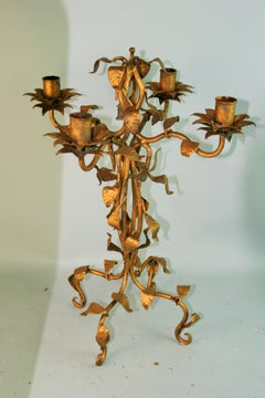 Antique Italian Gilt Iron Alter Candle Holder