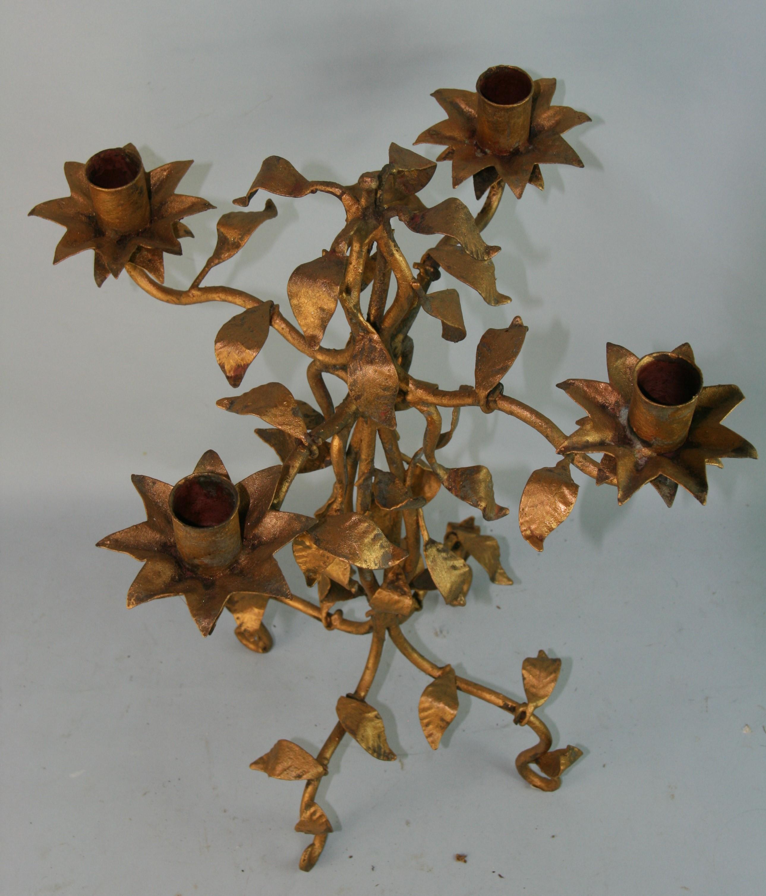 Antique Italian Gilt Iron Alter Candle Holder For Sale 4