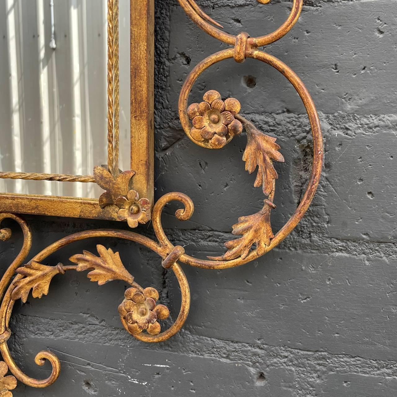 Antique Italian Gilt-Iron Rococo Style Mirror For Sale 5