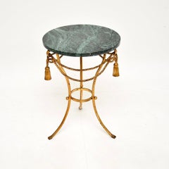 Antique Italian Gilt Metal and Marble Side Table