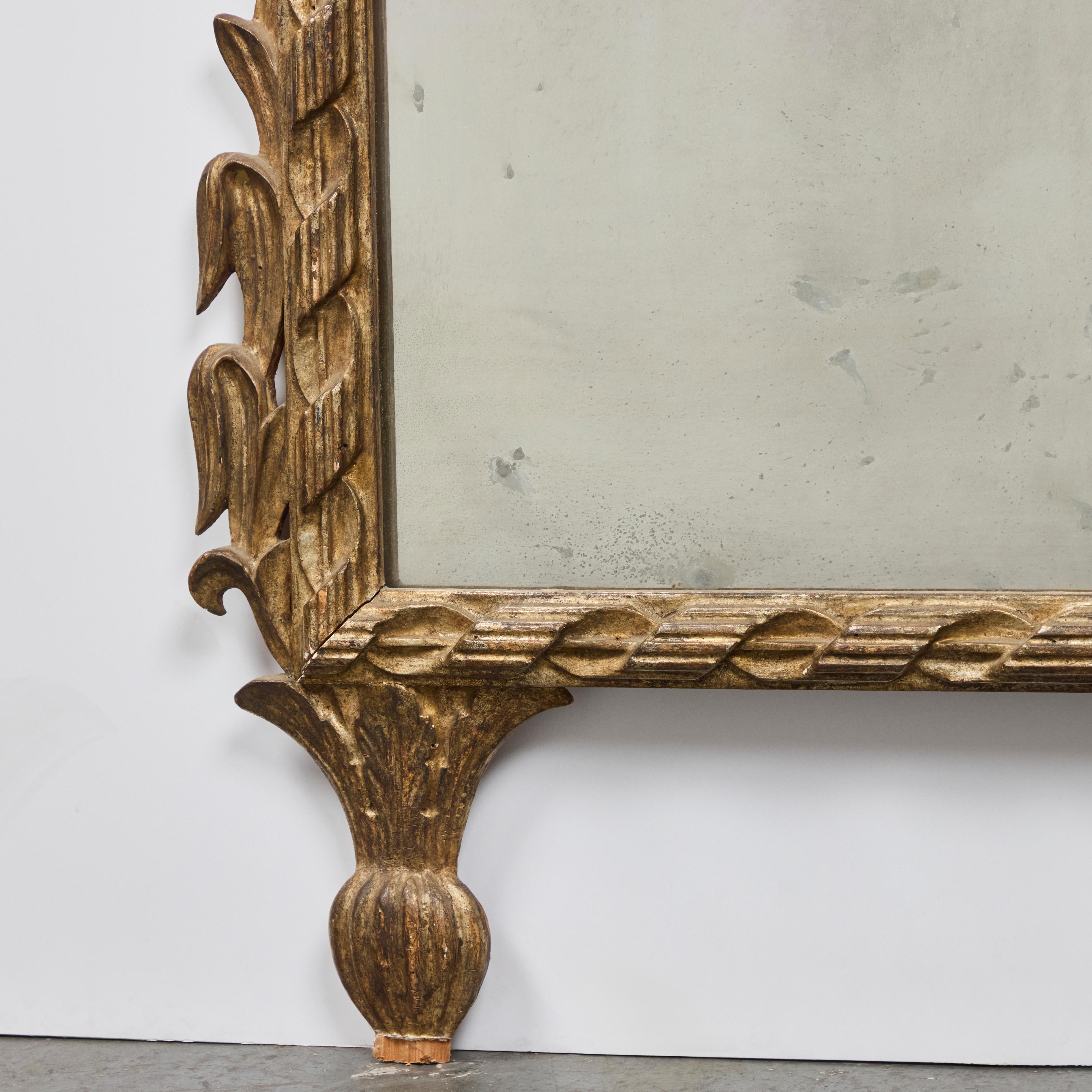 Hand-Carved Antique Italian Gilt-wood Mirro For Sale