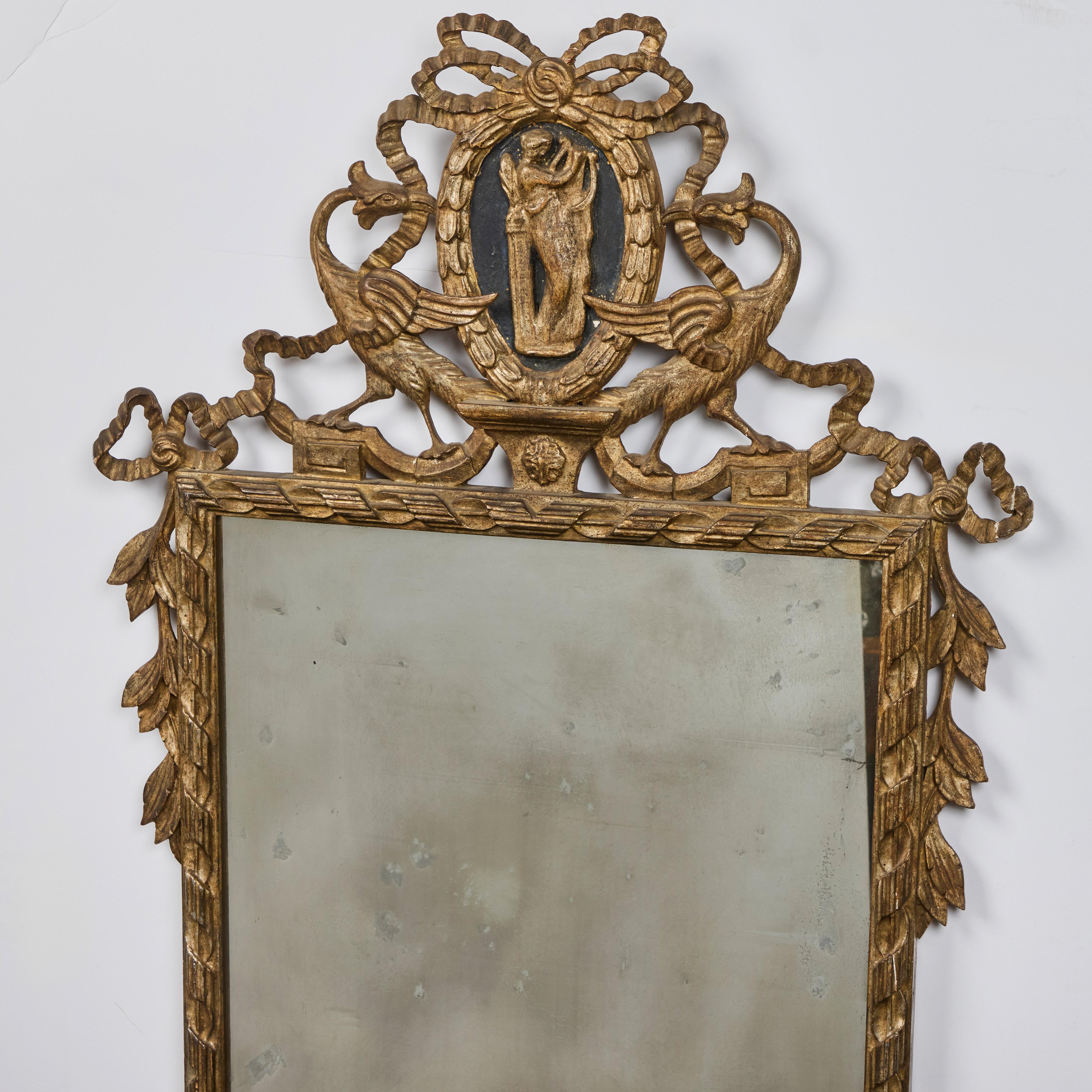 Mid-19th Century Antique Italian Gilt-wood Mirro For Sale
