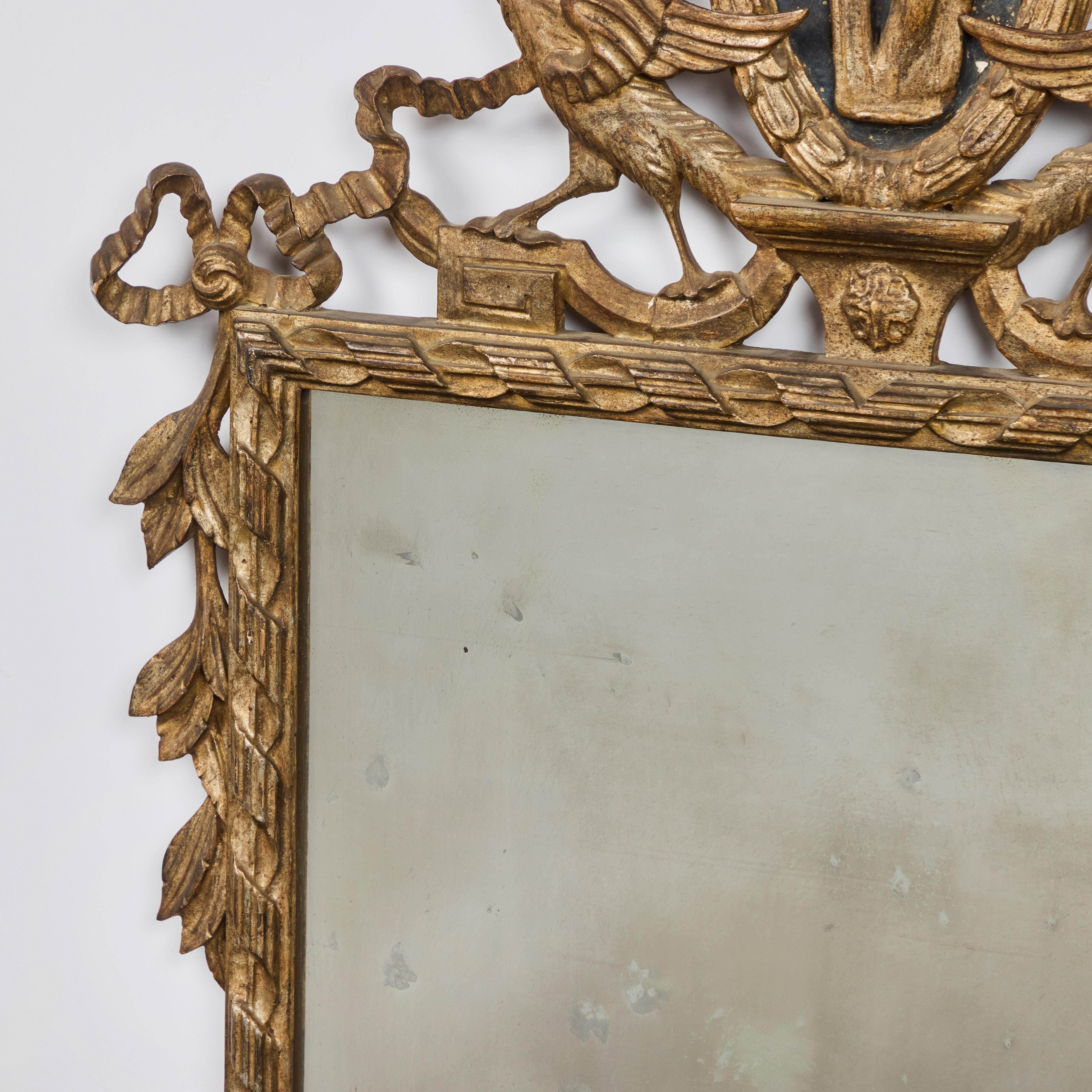 Mirror Antique Italian Gilt-wood Mirro For Sale