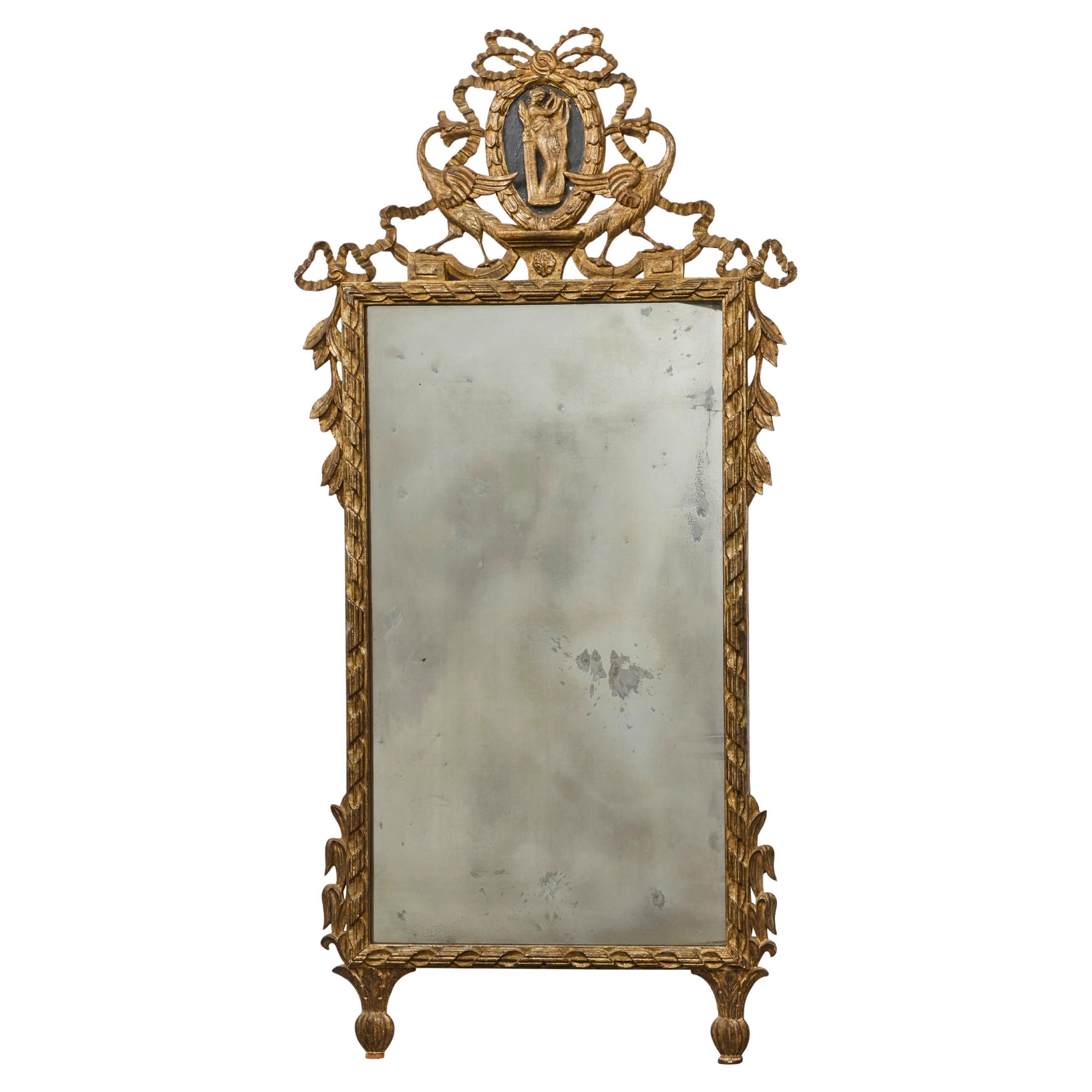 Antique Italian Gilt-wood Mirro For Sale