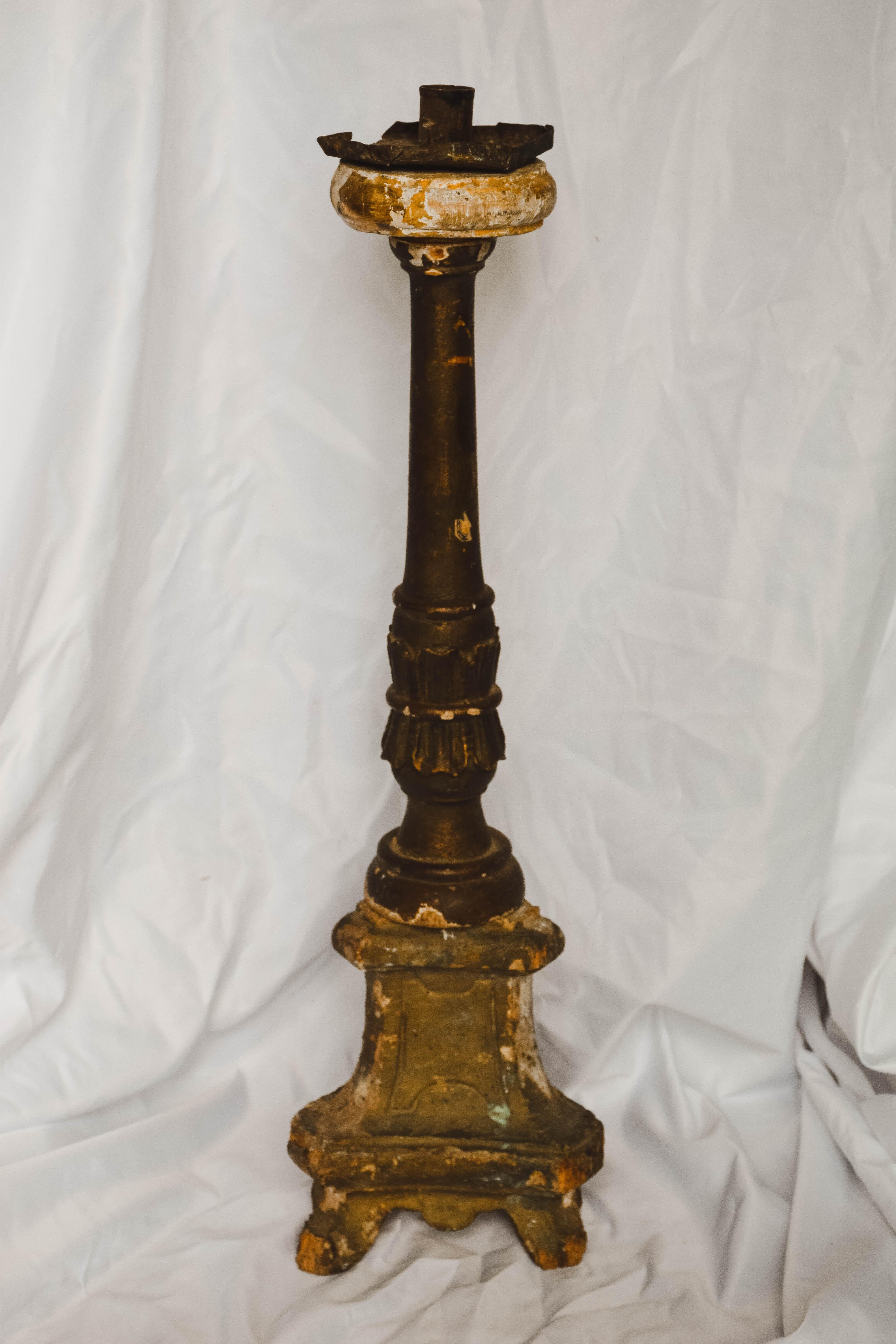 Other Antique Italian Giltwood Alter Candlestick