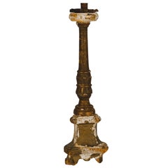 Antique Italian Giltwood Alter Candlestick