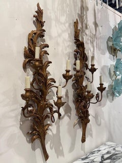 Antique Italian Giltwood and Iron Sconces