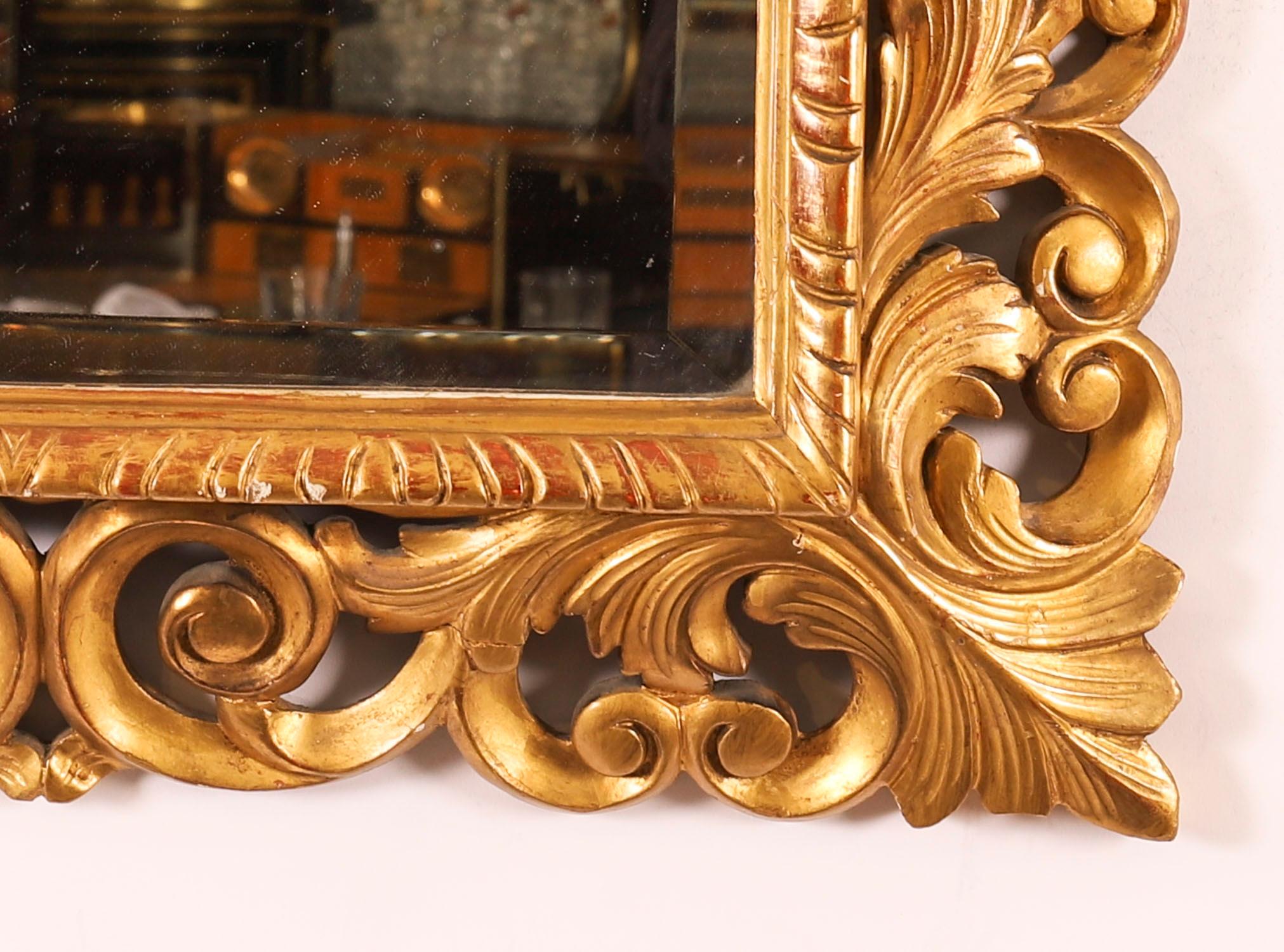 Antique Italian Giltwood Florentine Mirror 19th Century 69 x 59cm For Sale 2