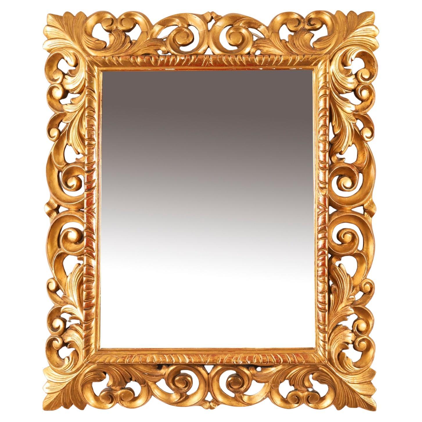 Antique Italian Giltwood Florentine Mirror 19th Century 69 x 59cm For Sale