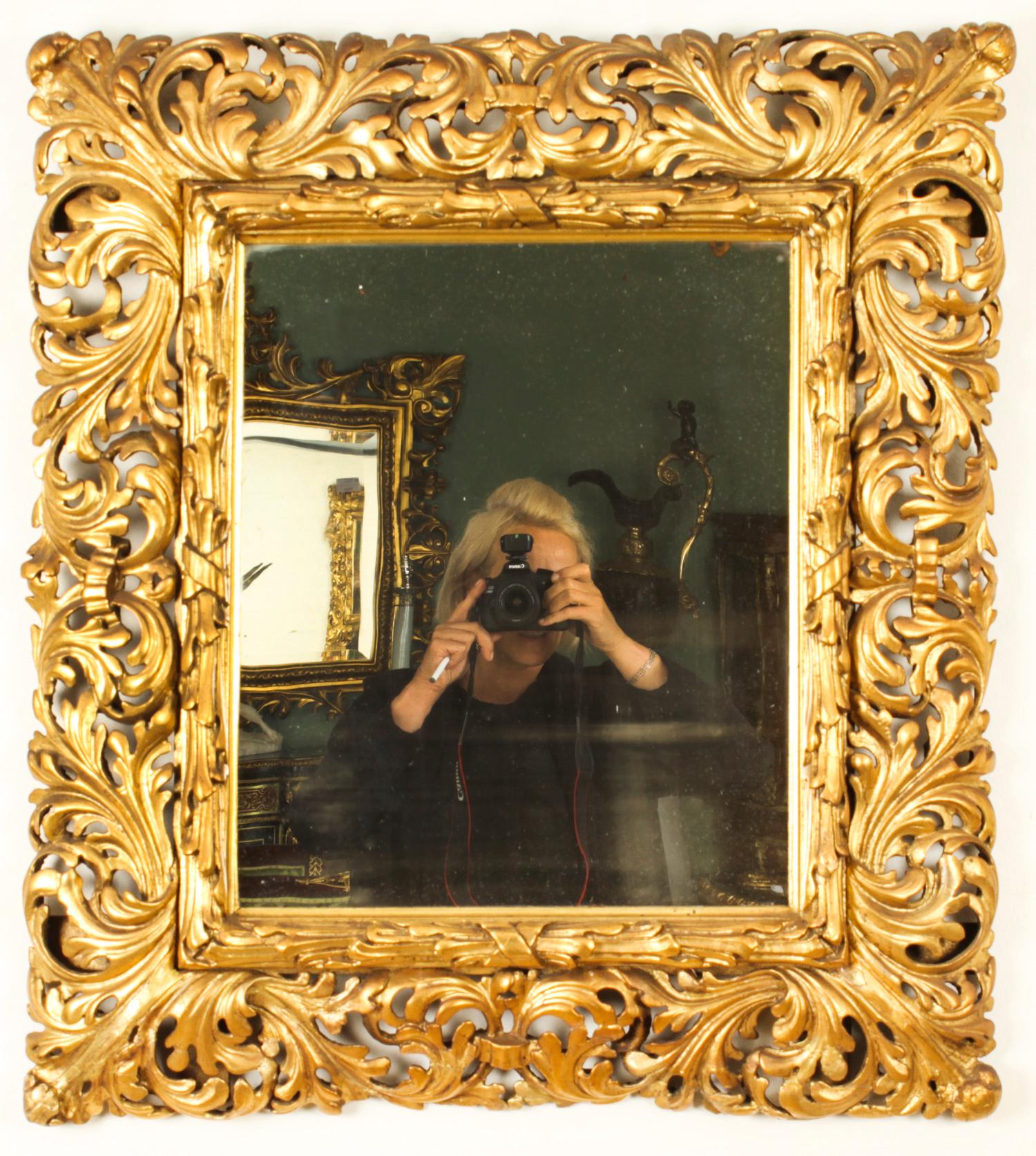 Antique Italian Giltwood Florentine Mirror 19th Century 6