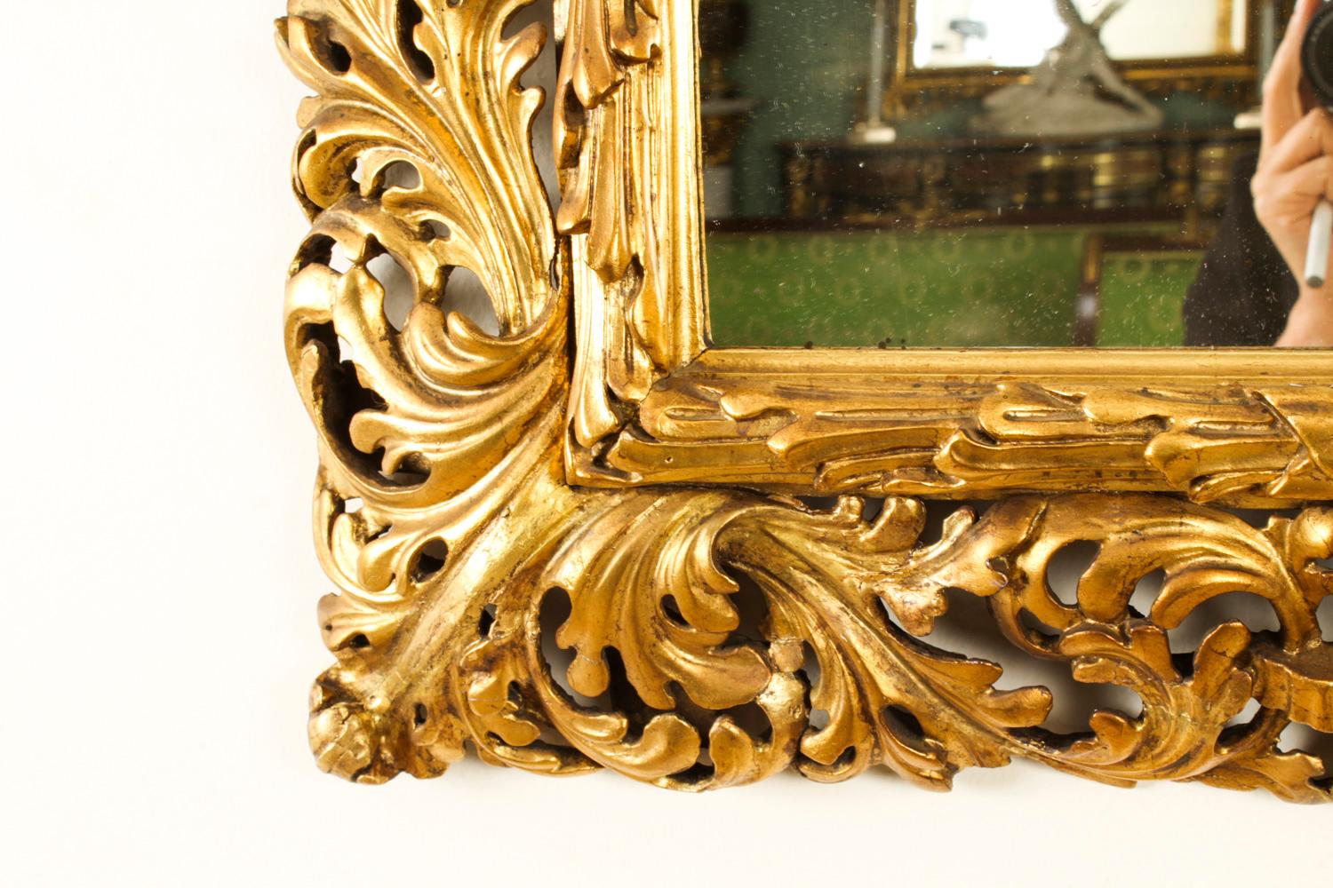 Late 19th Century Antique Italian Giltwood Florentine Mirror 19th Century