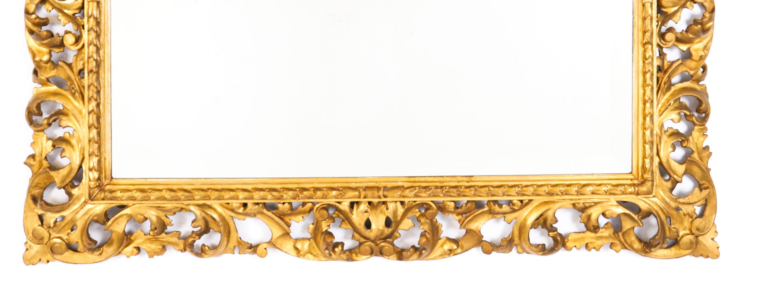 Antique Florentine Mirror en bois doré italien pour manteau de cheminée 19ème siècle Bon état - En vente à London, GB