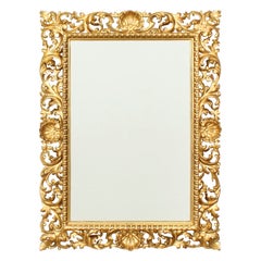 Antique Italian Giltwood Florentine Overmantle Mirror 19th Century 83 x 61cm