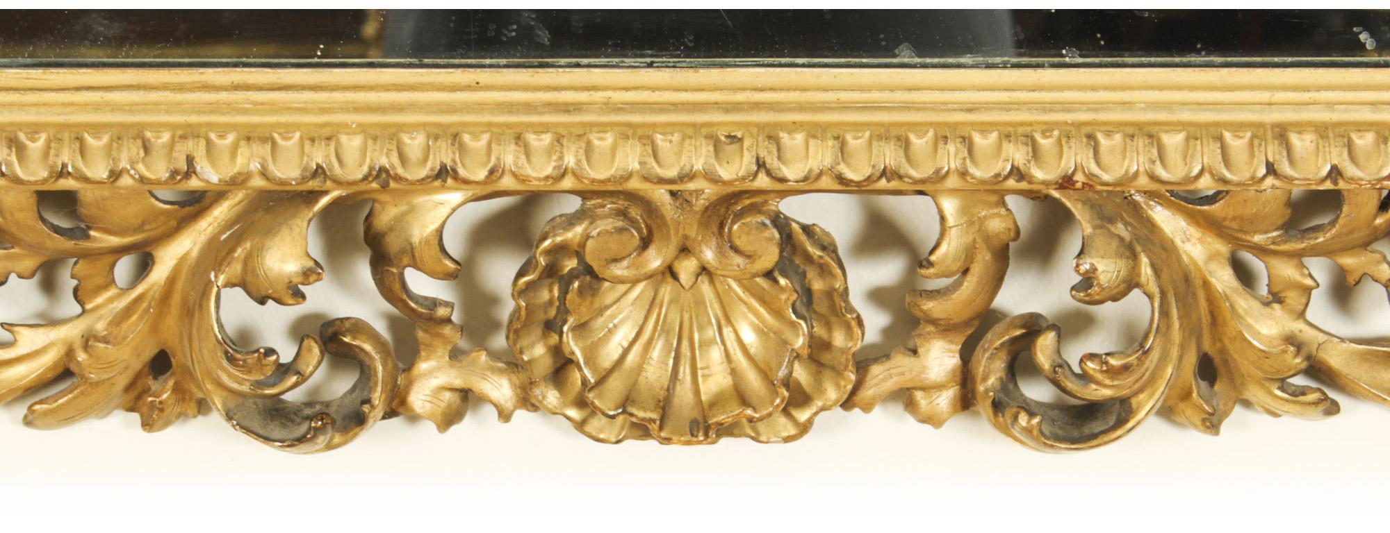 Antique Italian Giltwood Florentine Overmantle Mirror 19th Century - 86x102cm In Good Condition For Sale In London, GB