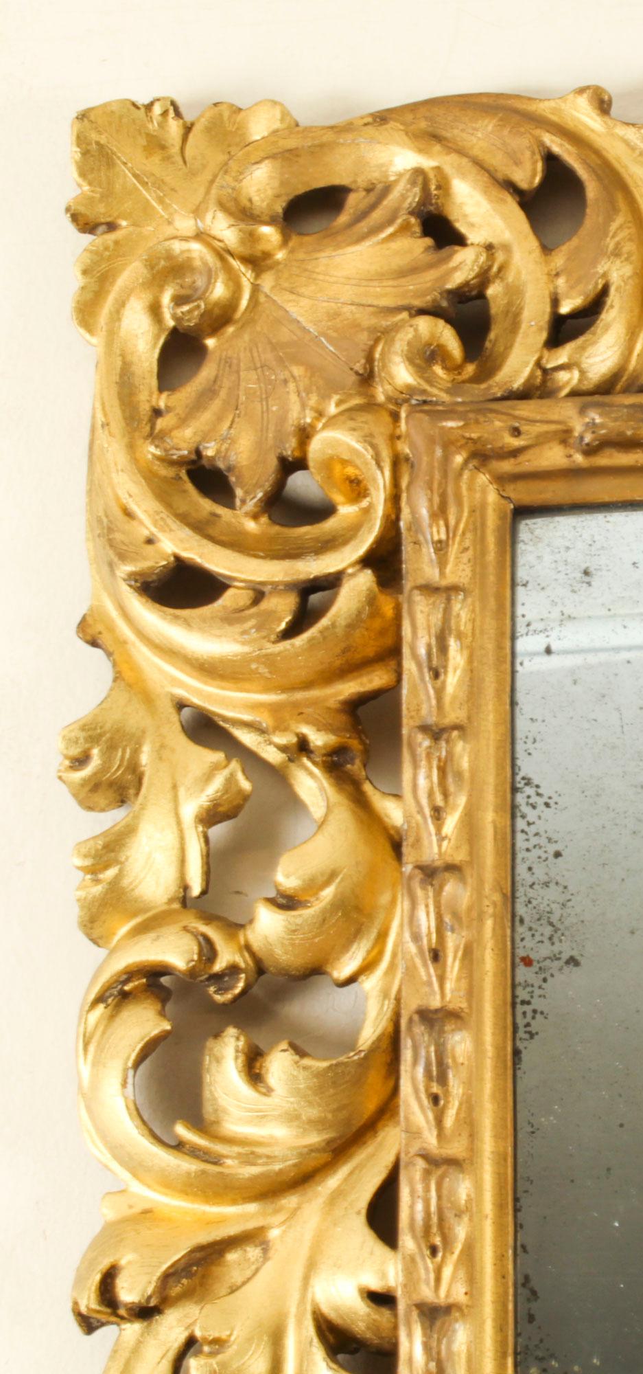 Antique Italian Giltwood Florentine Overmantle Mirror 19th Century For Sale 5