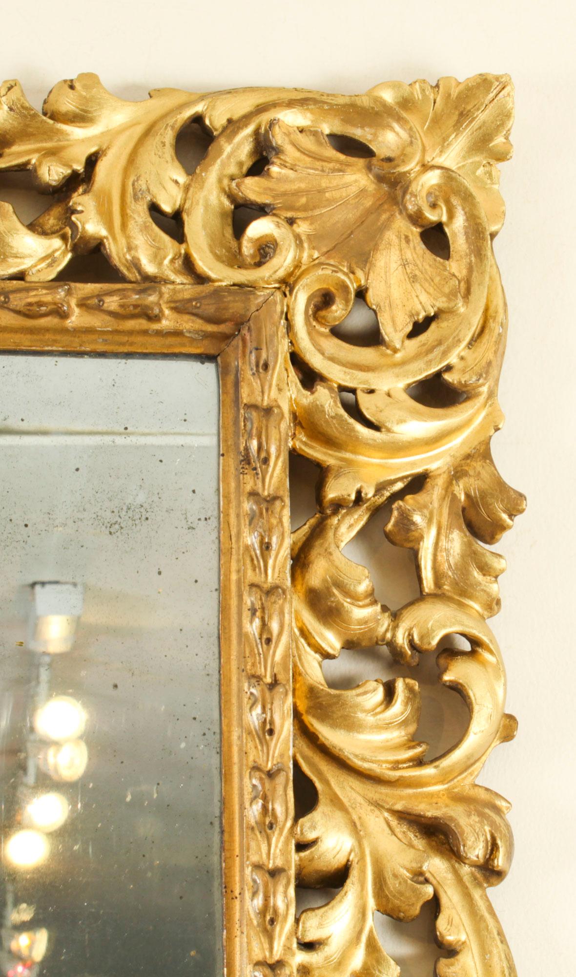 Antique Italian Giltwood Florentine Overmantle Mirror 19th Century For Sale 6