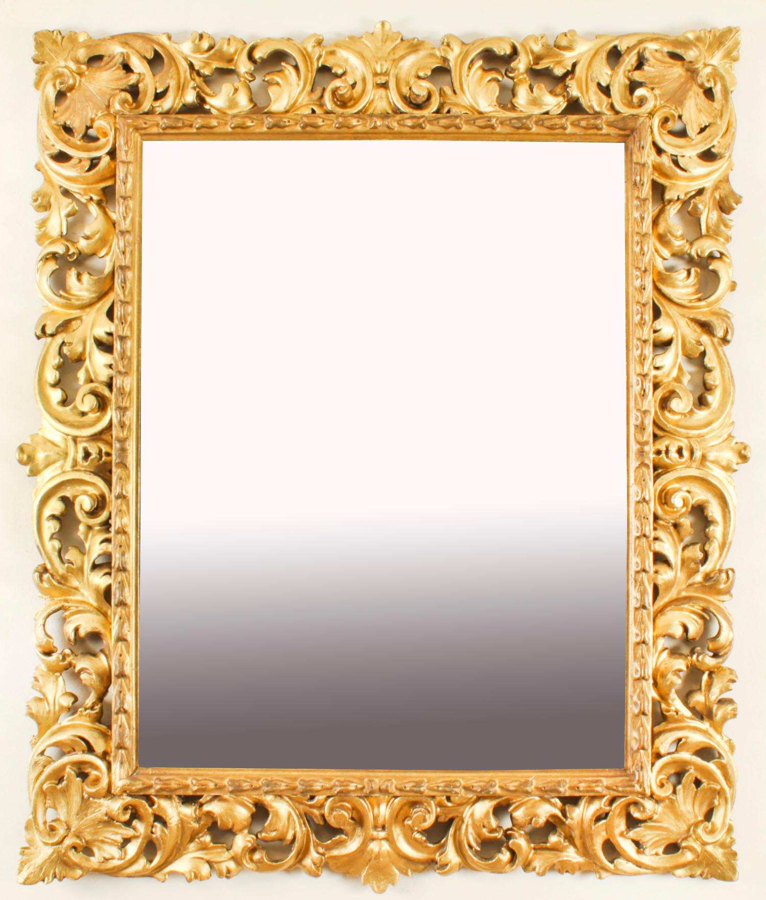 Antique Italian Giltwood Florentine Overmantle Mirror 19th Century For Sale 10
