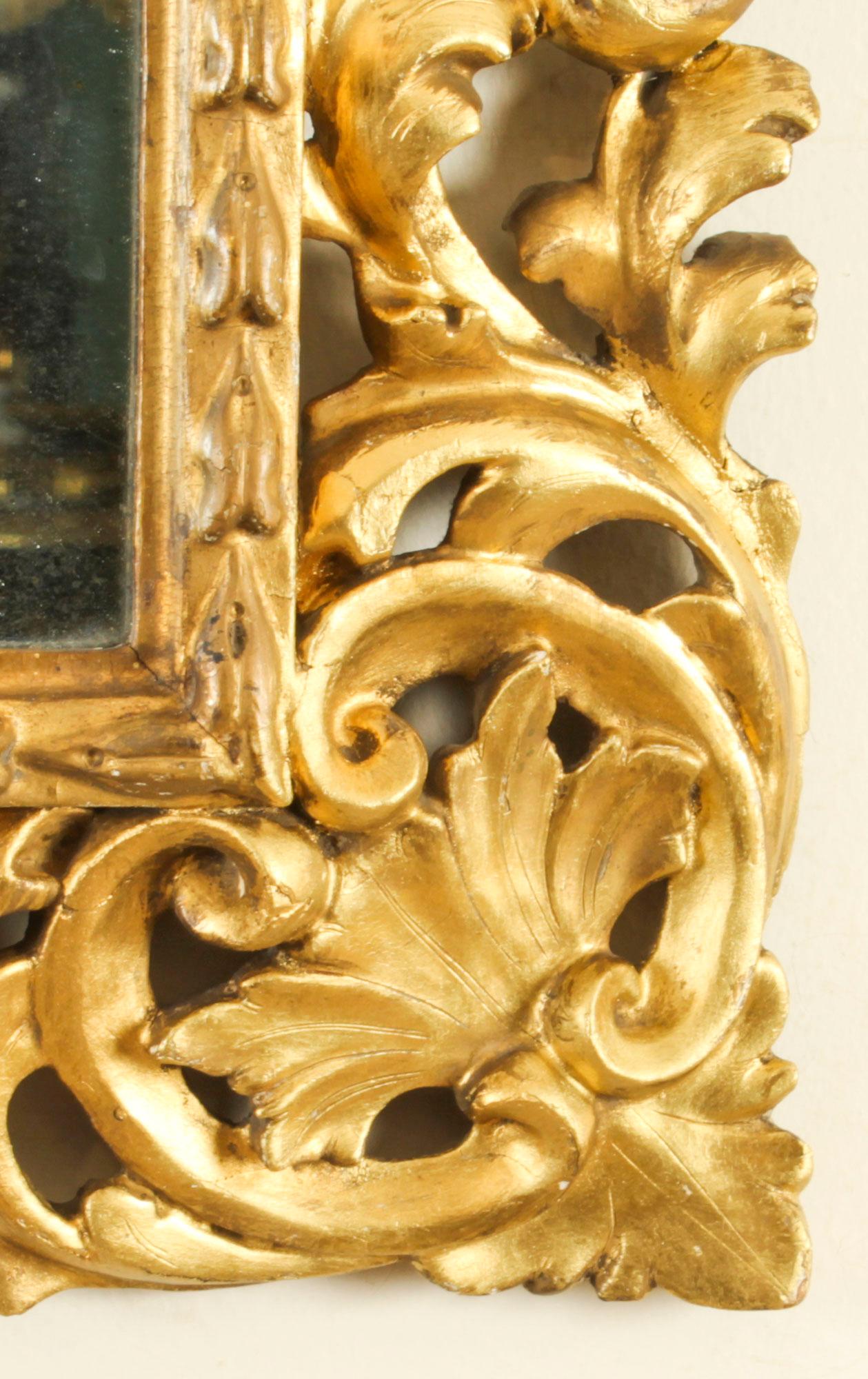 Mid-19th Century Antique Italian Giltwood Florentine Overmantle Mirror 19th Century For Sale