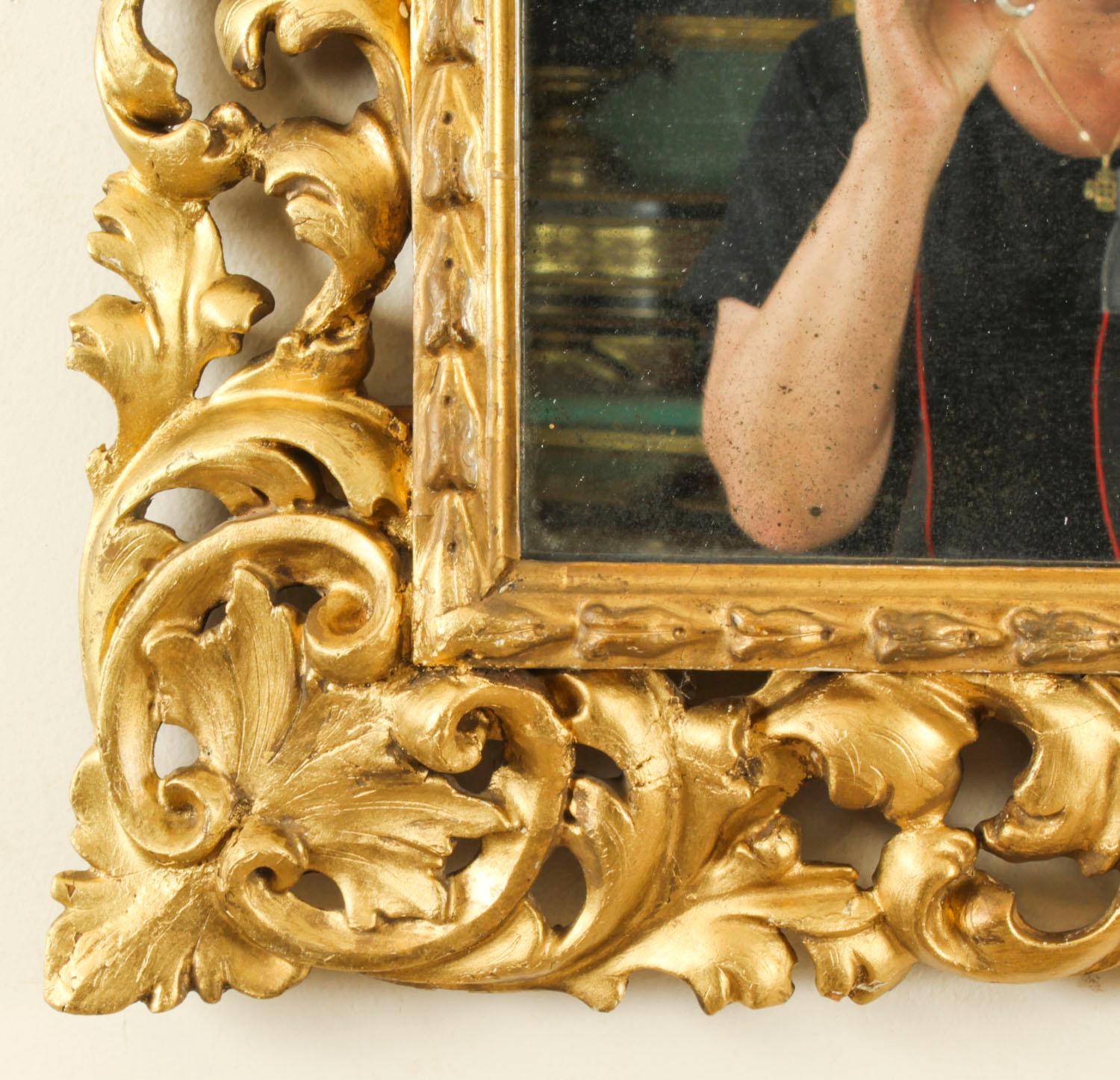 Antique Italian Giltwood Florentine Overmantle Mirror 19th Century For Sale 1