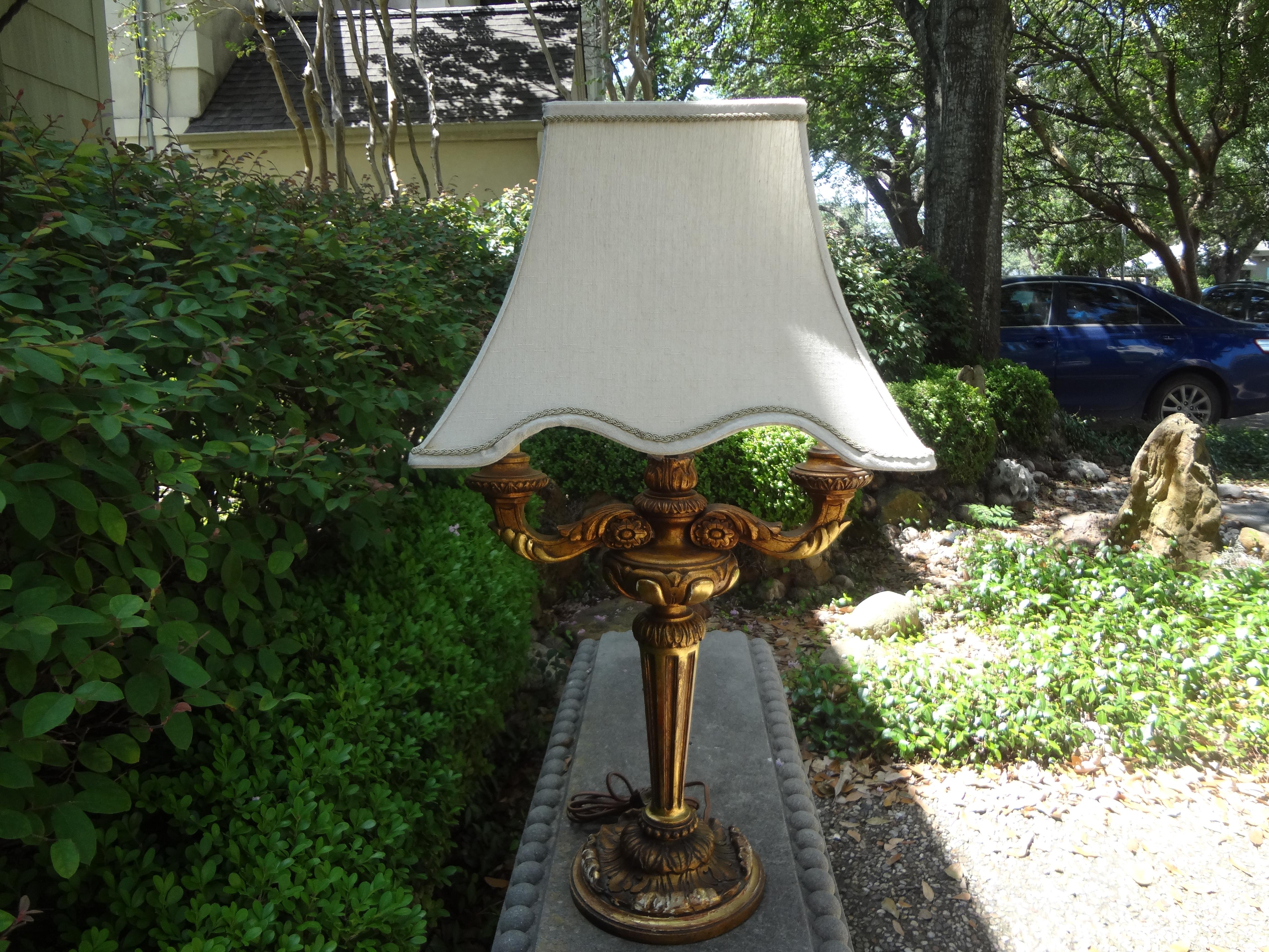 Antique Italian Giltwood Lamp For Sale 3