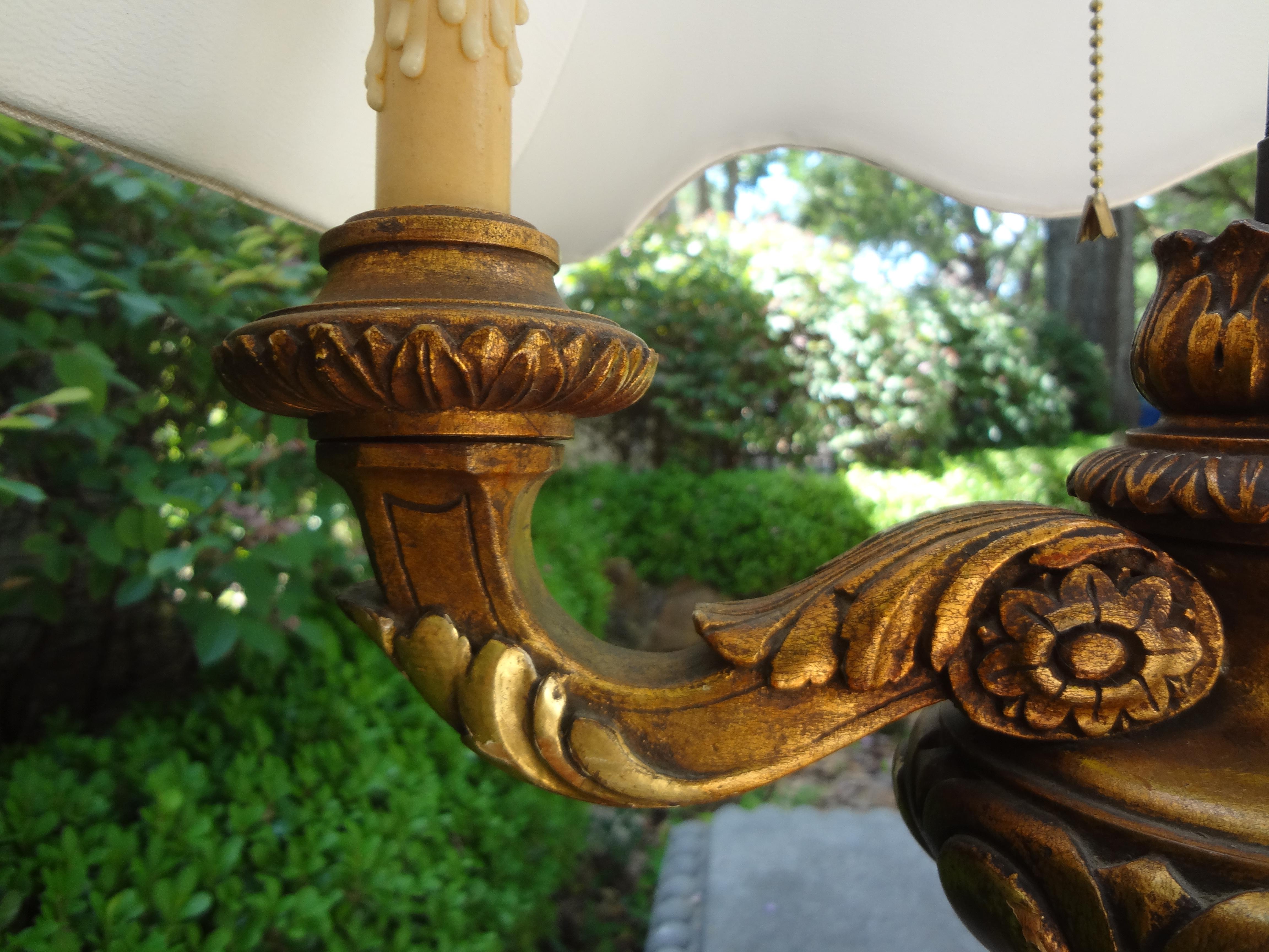 Neoclassical Antique Italian Giltwood Lamp For Sale
