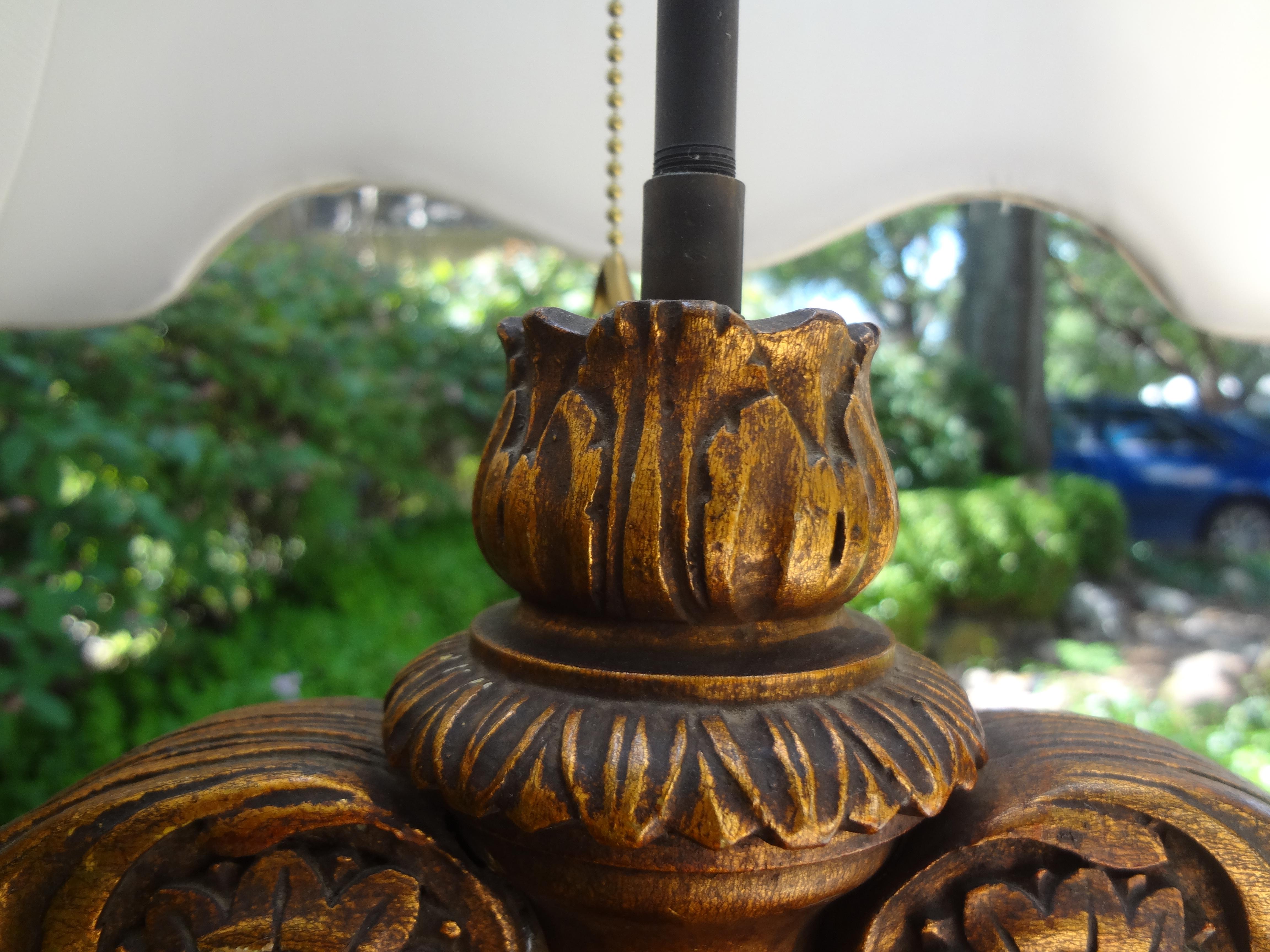 Antique Italian Giltwood Lamp In Good Condition For Sale In Houston, TX