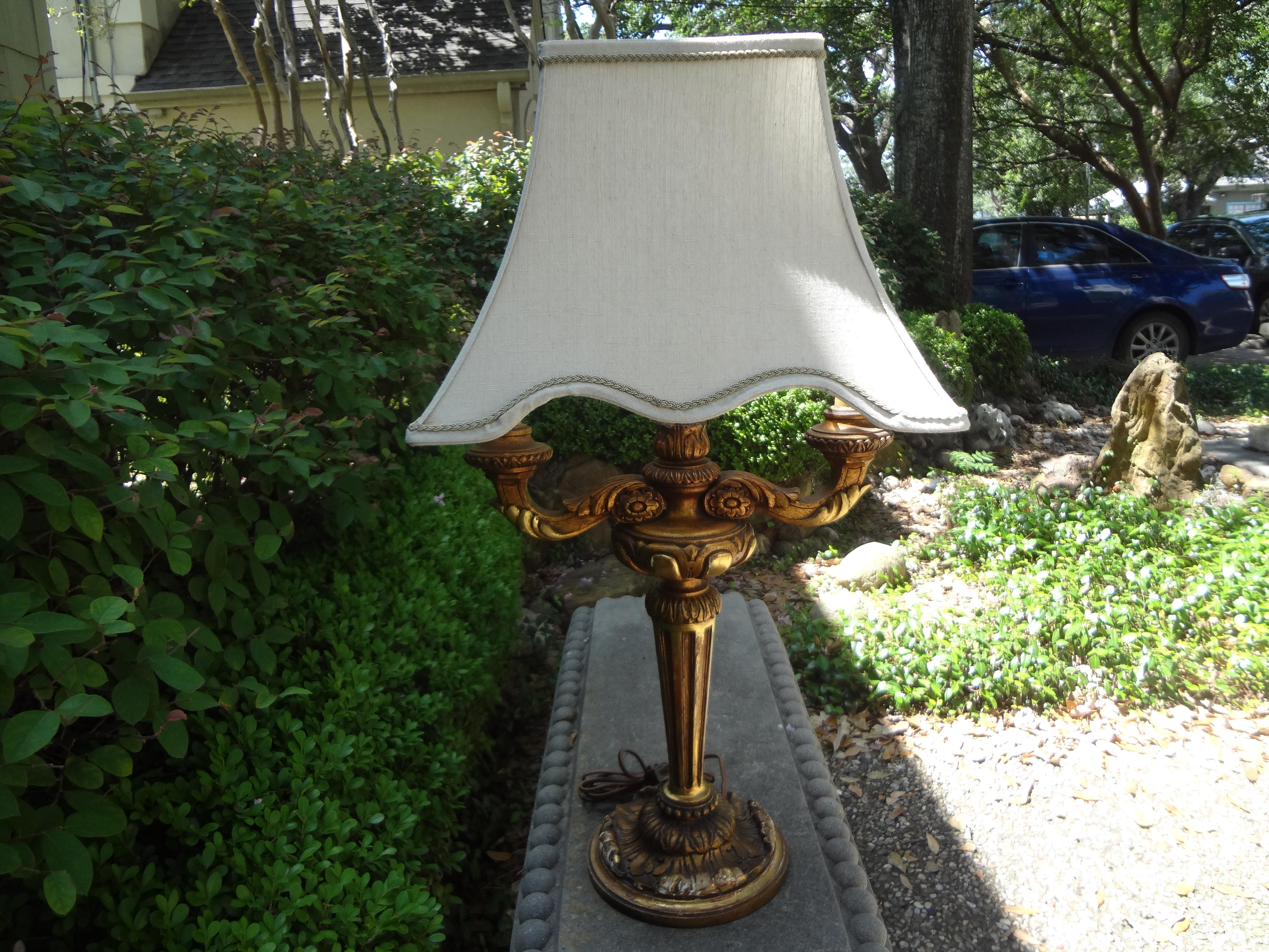 Antique Italian Giltwood Lamp For Sale 1