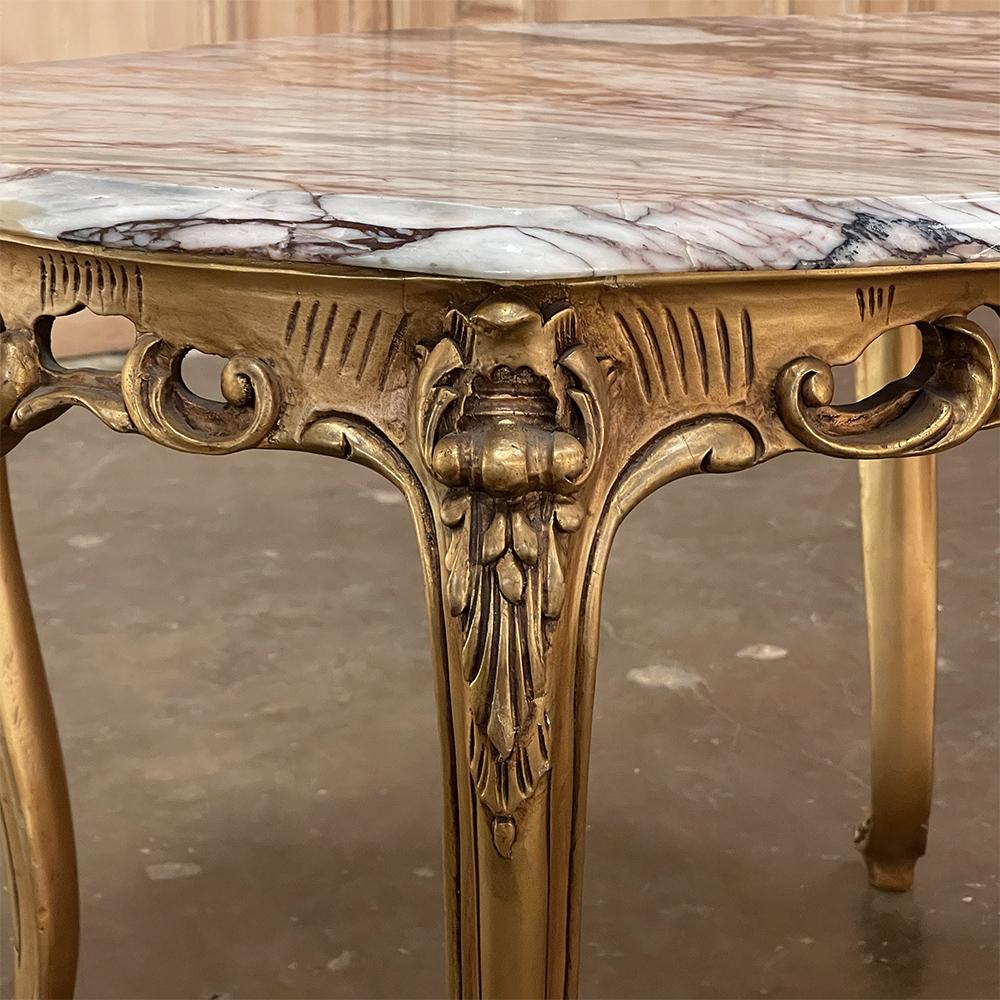 Antique Italian Giltwood Marble Top Coffee Table ~ End Table For Sale 4