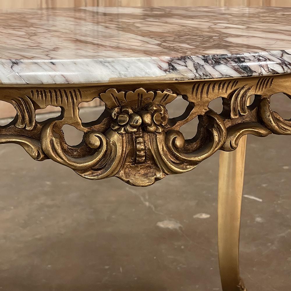 Antique Italian Giltwood Marble Top Coffee Table ~ End Table For Sale 6