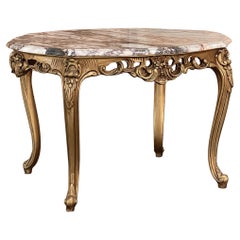italian marble coffee table vintage Antique Italian Giltwood Marble Top Coffee Table ~ End Table