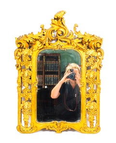 Antique Italian Giltwood Mirror Carved with Fruiting Vines, 19th Century