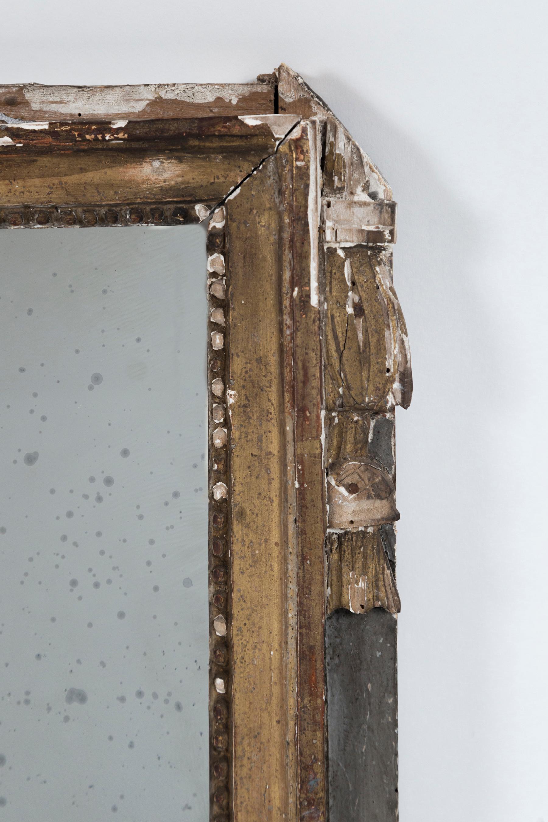 Plaster Antique Italian Giltwood Mirror Frame, late 18th Century For Sale